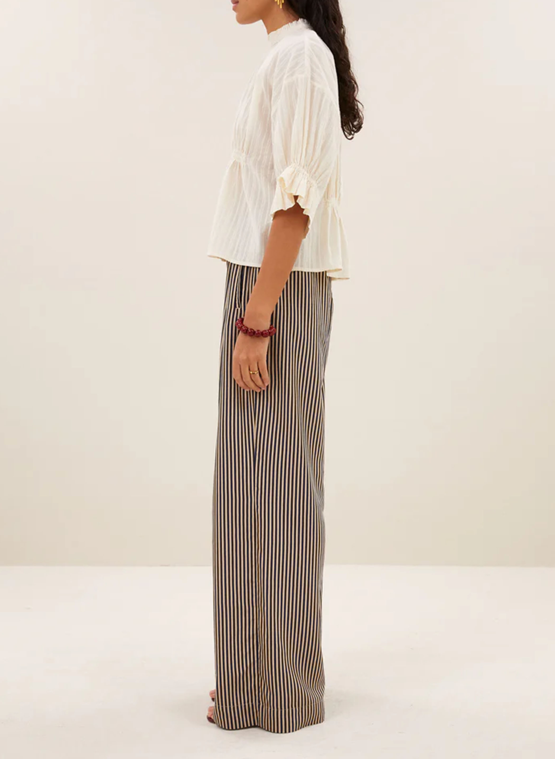 Blouse col montant en coton BY BAR Beige