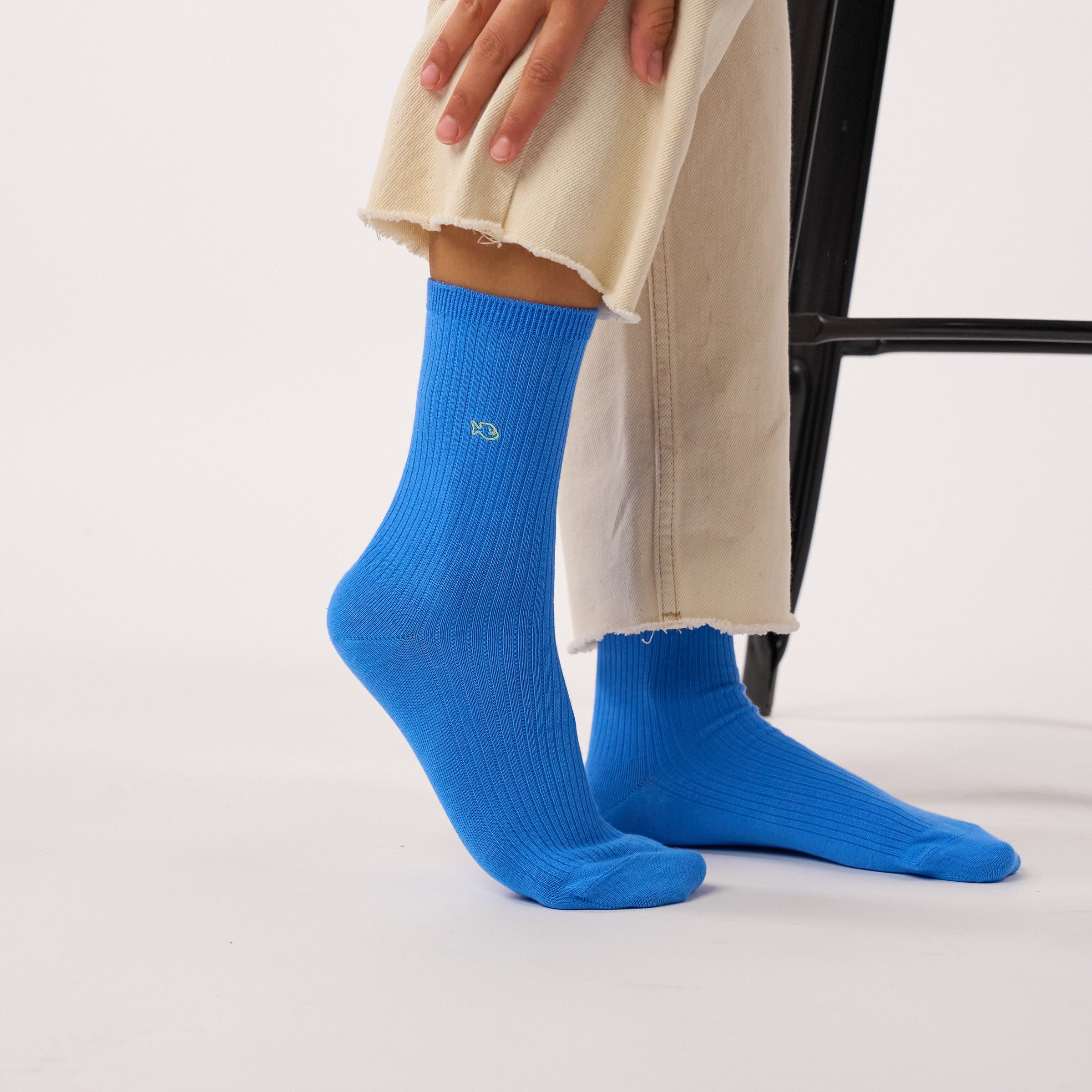 Ribbed Solid Combed Cotton Socks BILLYBELT Blue
