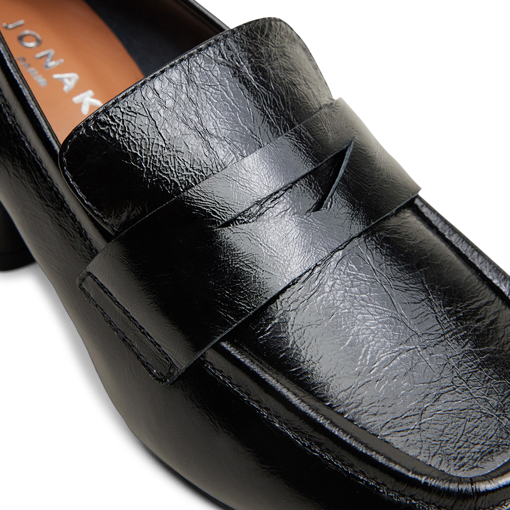 Heeled leather loafers JONAK Black