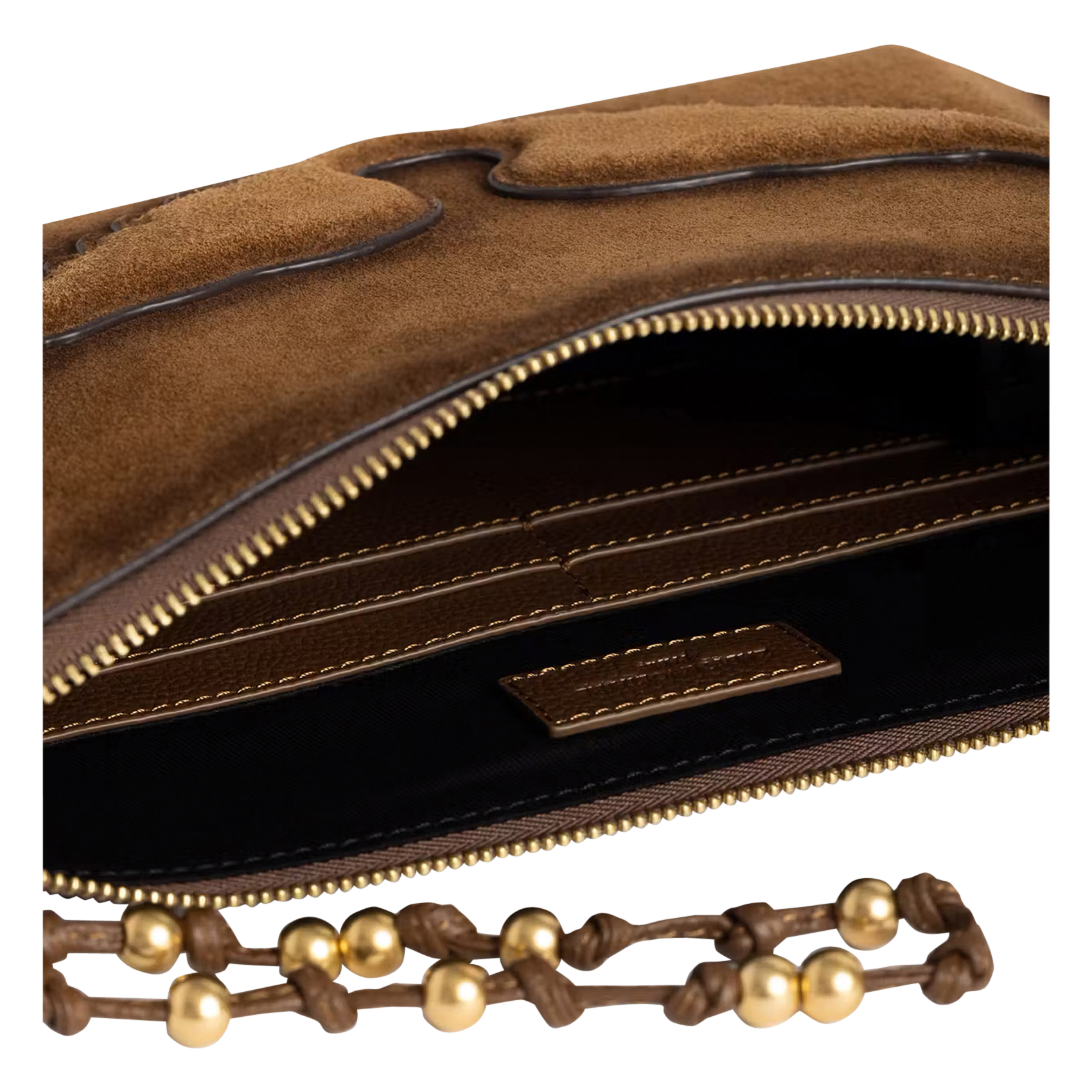 Pochette zippée en cuir suédé ZADIG&VOLTAIRE Marron
