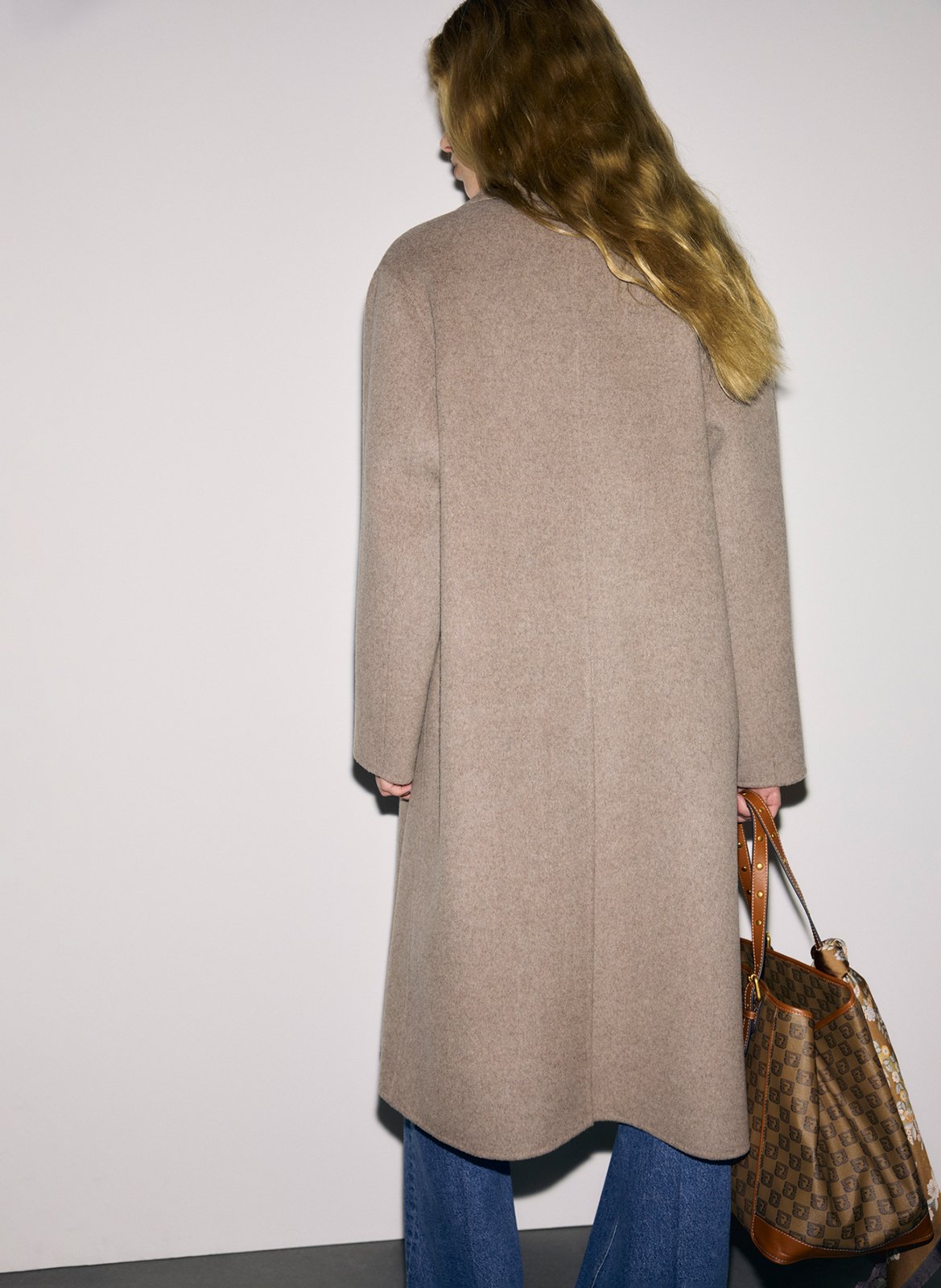 Manteau long droit col tailleur en laine mélangée GERARD DAREL Marron