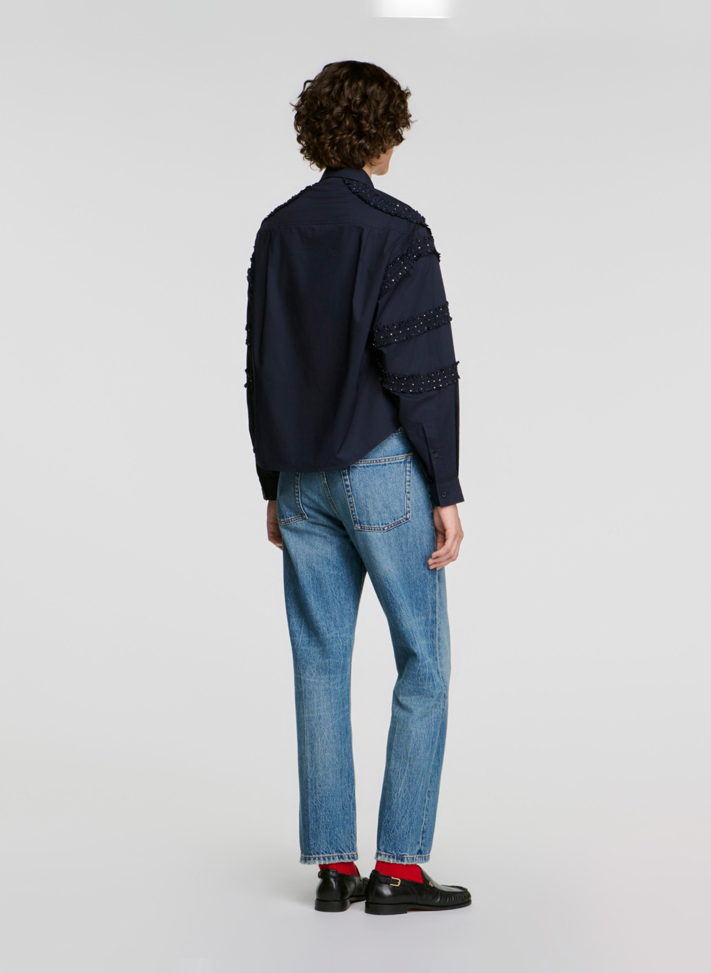 Rechte effen knoopblouse SANDRO Blauw