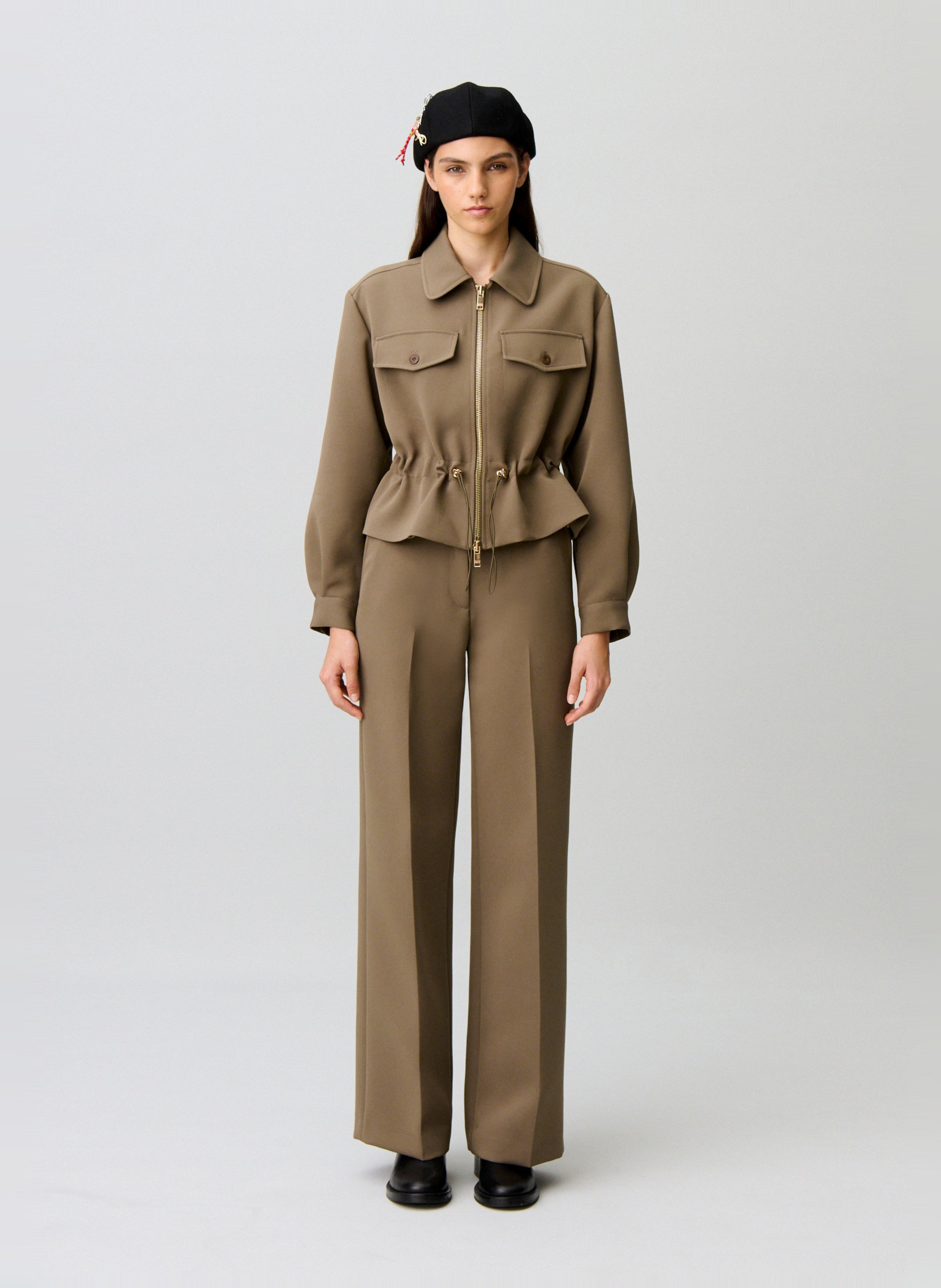 Blouson cintré manches longues uni  CLAUDIE PIERLOT Kaki
