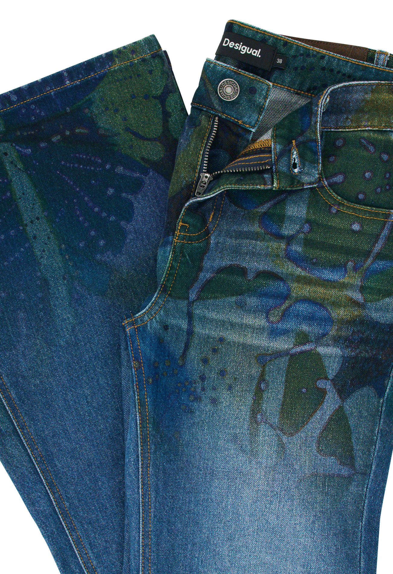 Flared jeans met grafische print DESIGUAL Blauw