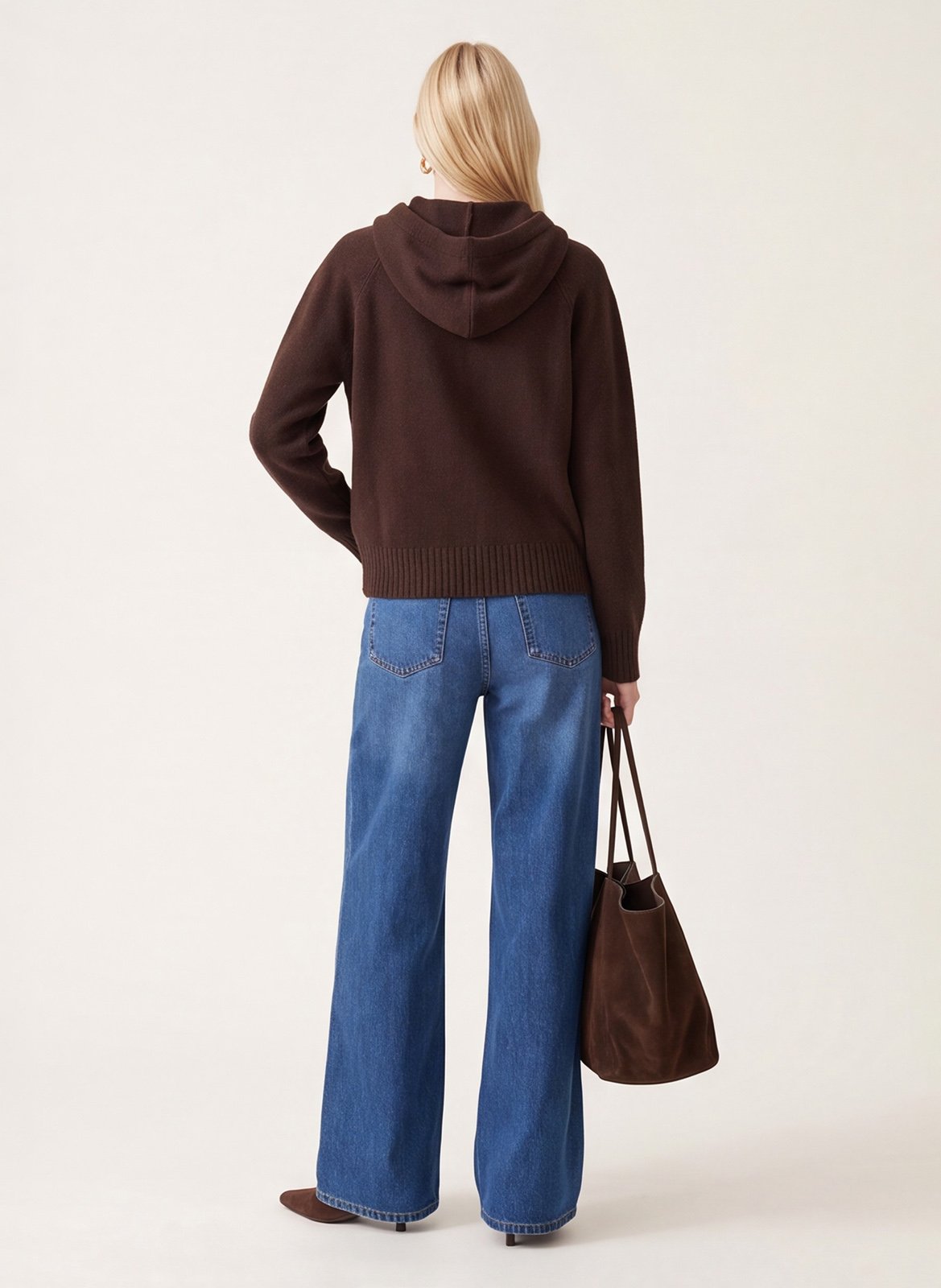 Pull à capuche droit en laine mélangée KOOKAI Marron