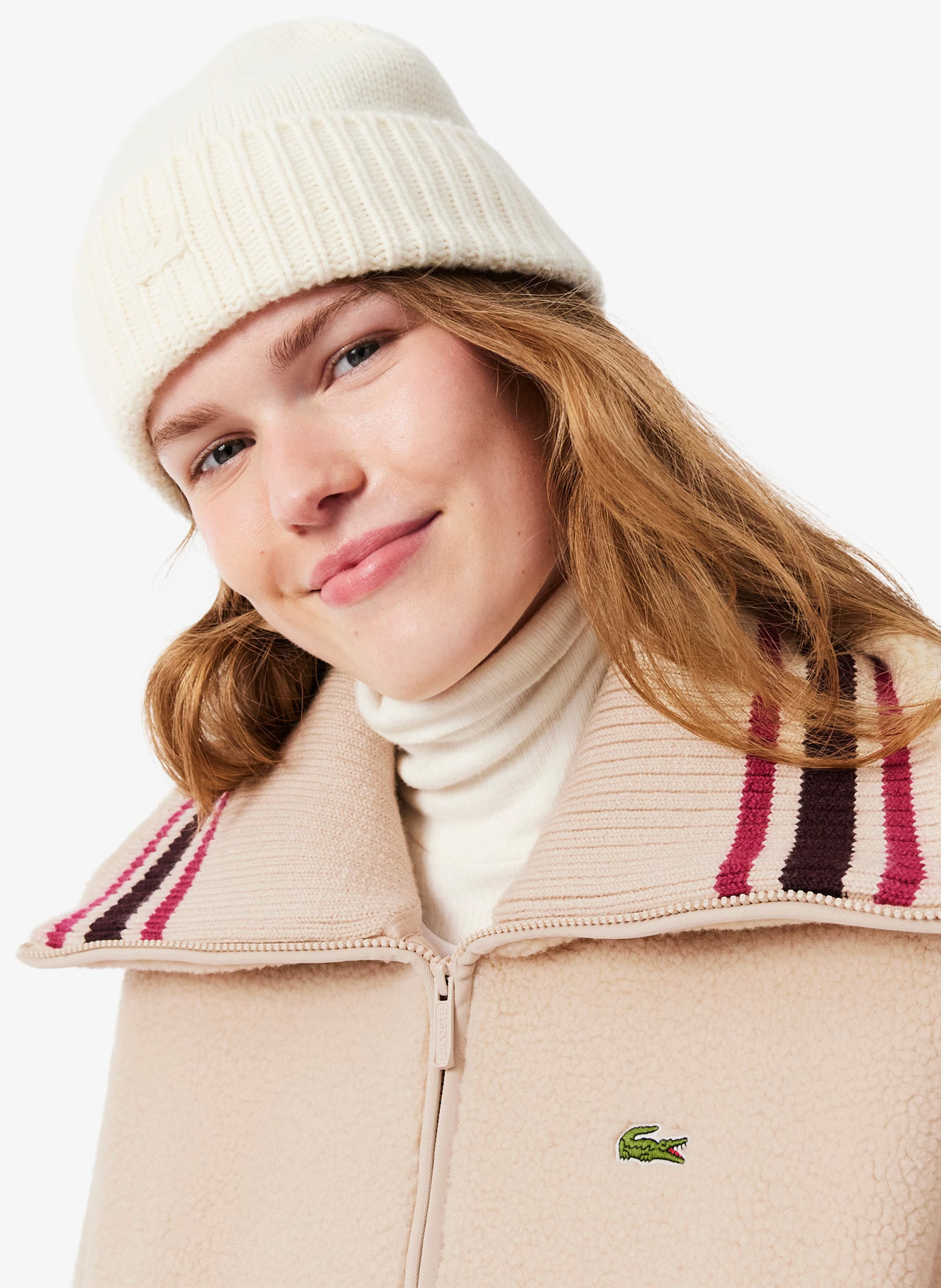 Sweat duveteux col camionneur LACOSTE Beige