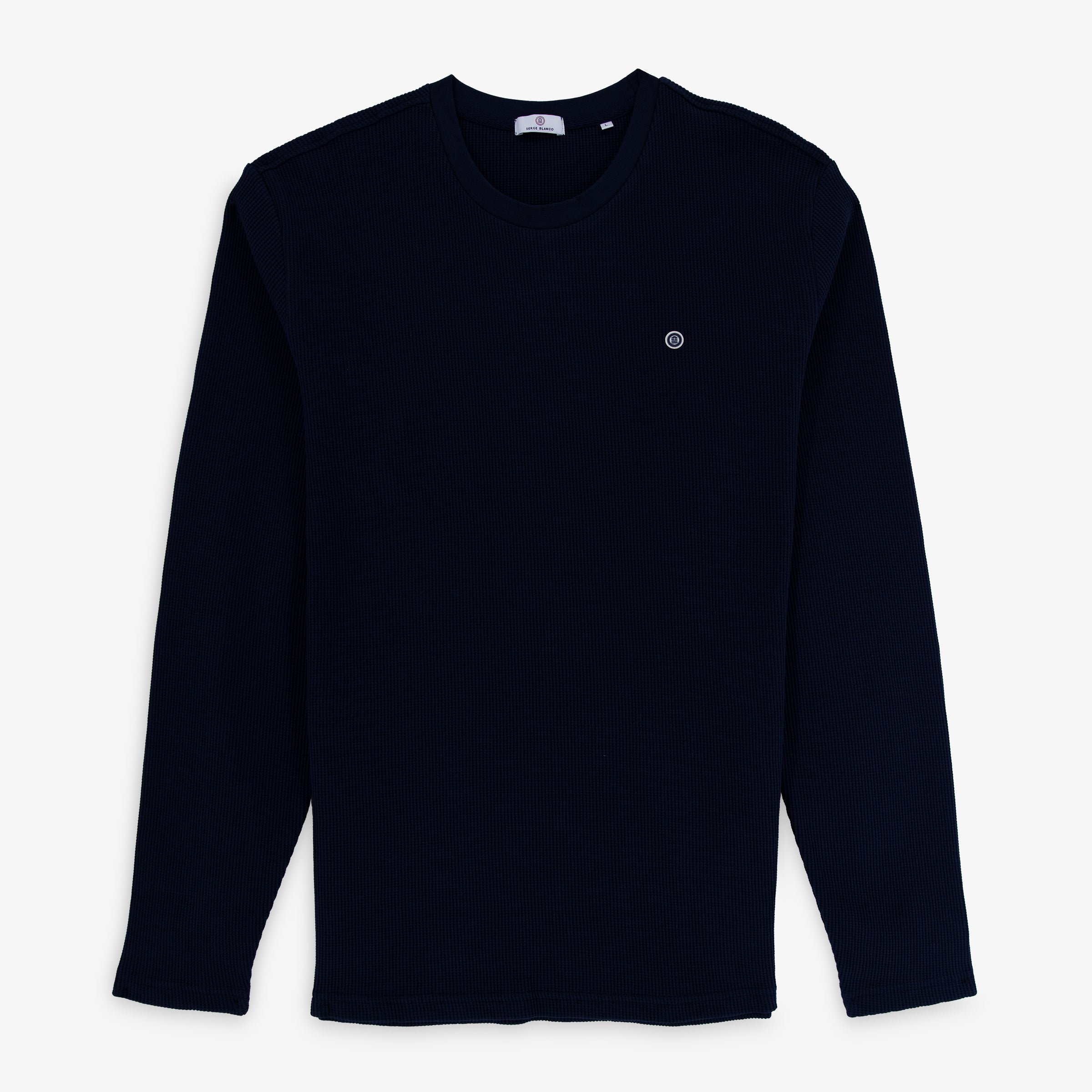 Long-sleeved waffle cotton T-shirt SERGE BLANCO Blue