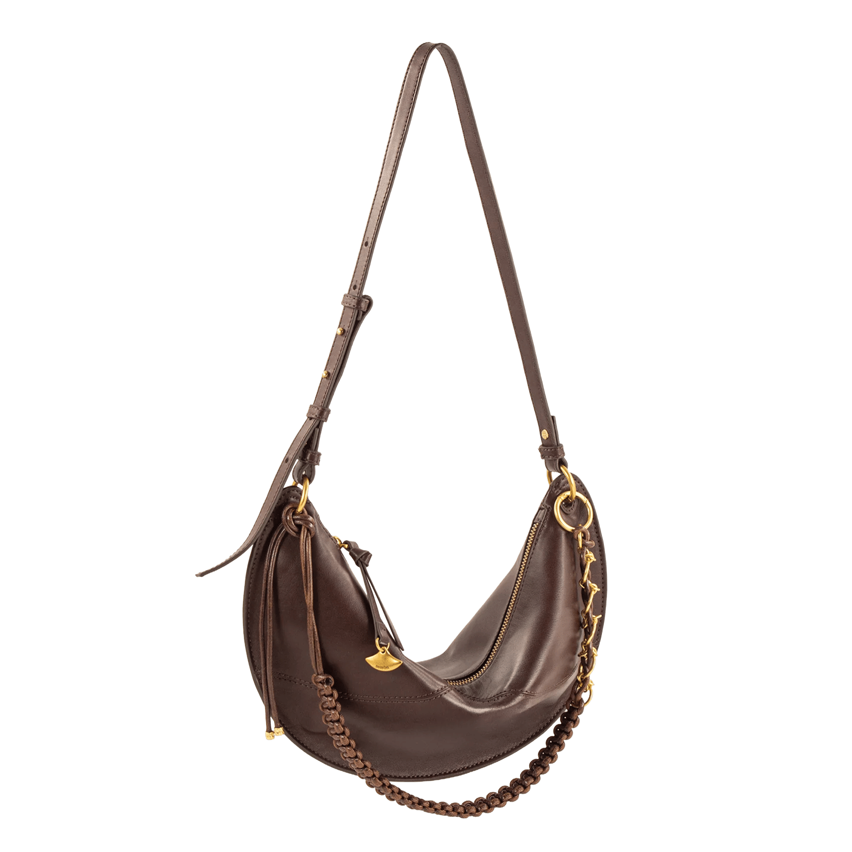 Sac hobo avec détails de surpiqûres en cuir SESSUN Marron