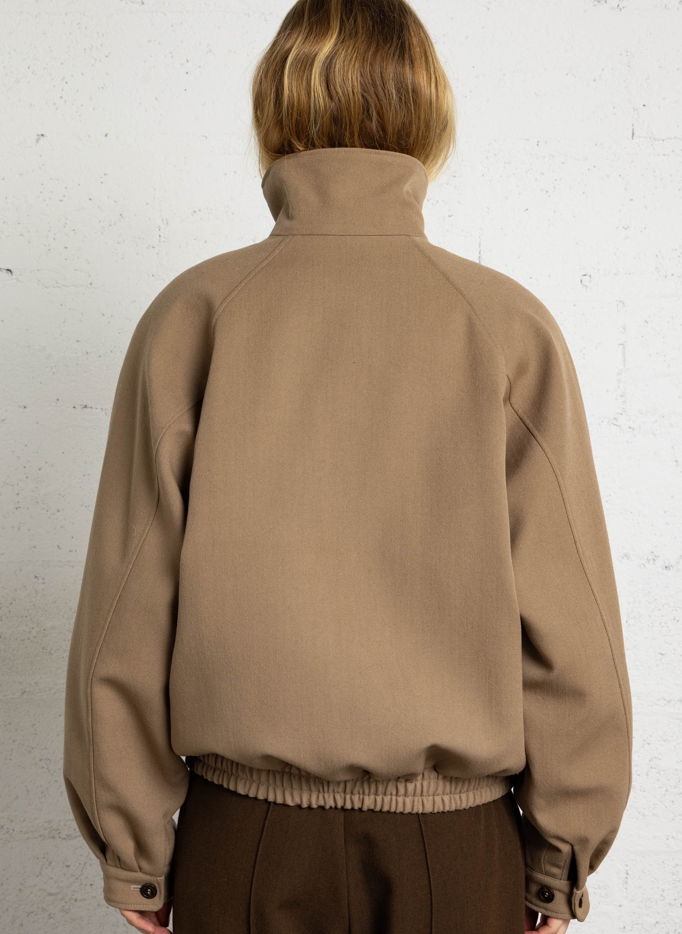Veste oversize col montant en laine mélangée LAURENCE BRAS Beige