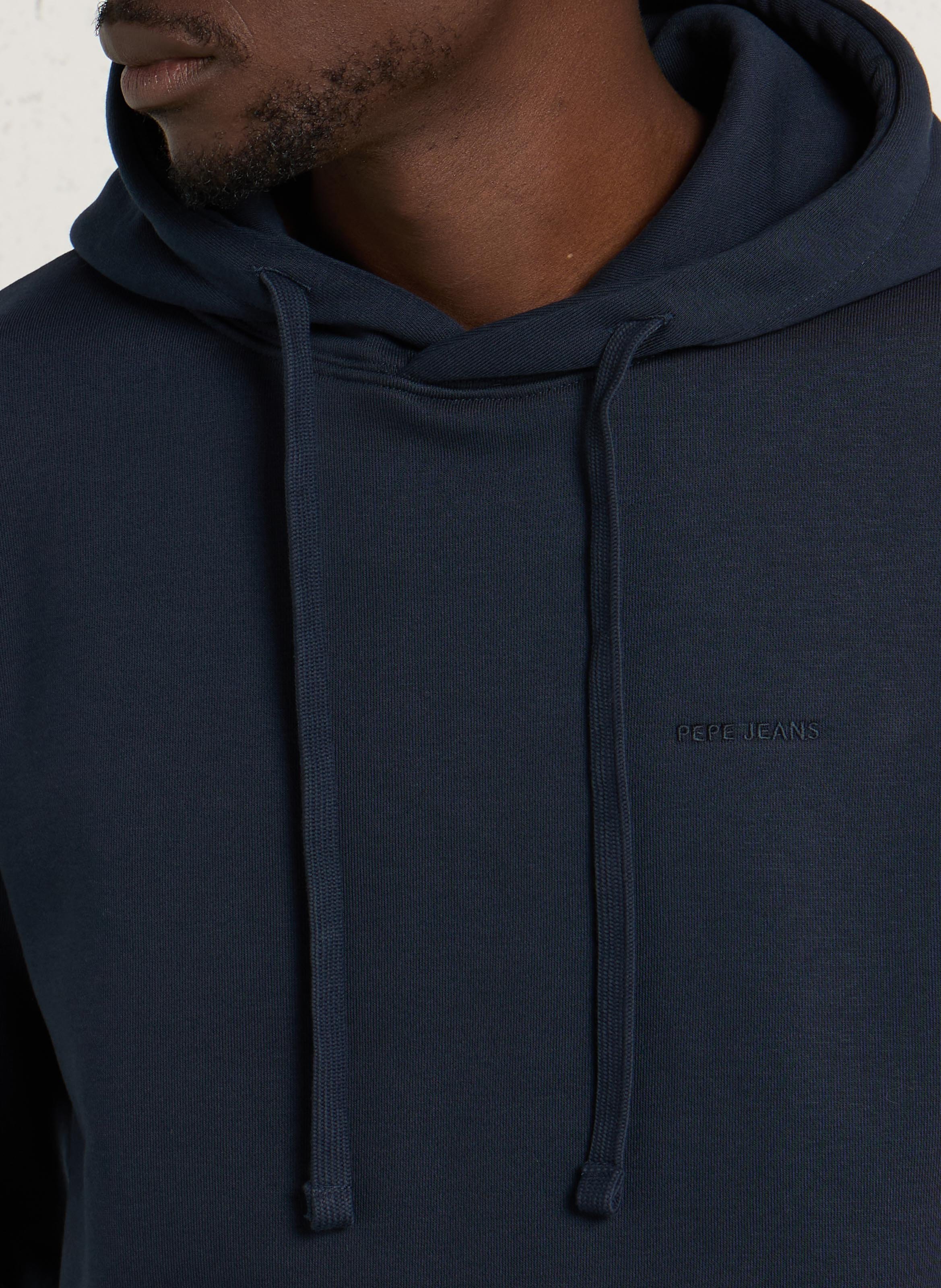 Sweat à capuche uni avec logo PEPE JEANS Bleu