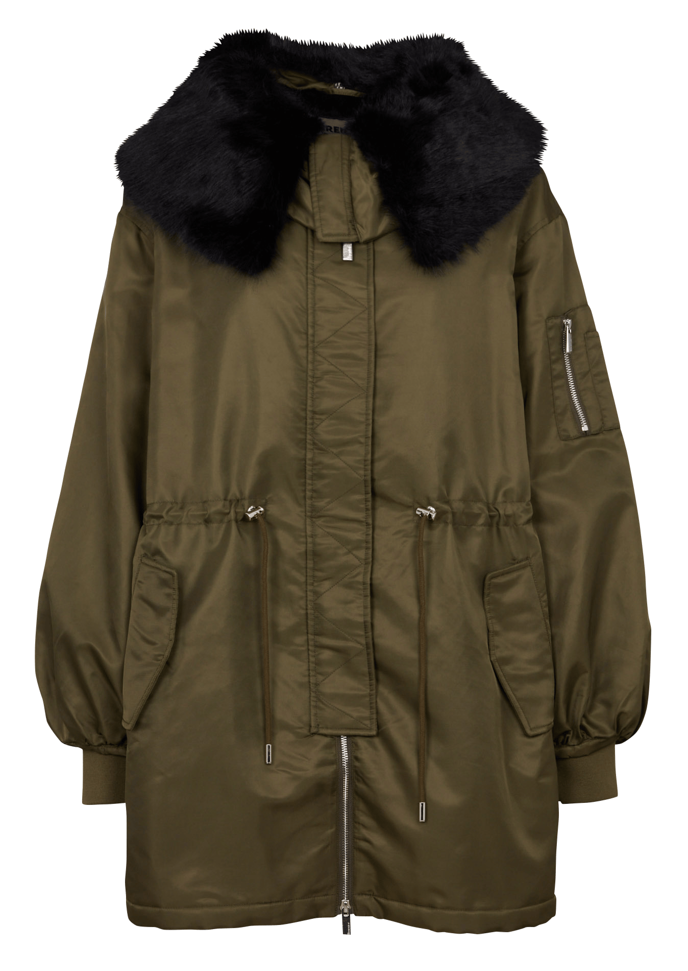 Manteau cintré à col effet fourrure BERENICE Kaki