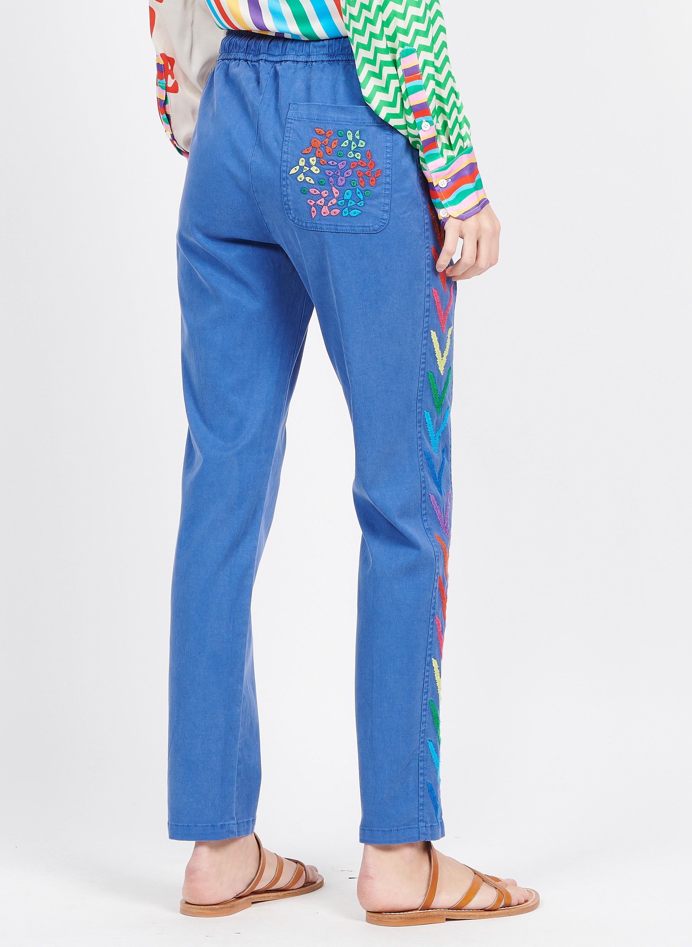 Pantalon droit avec broderies  SACK S Jean Délavé