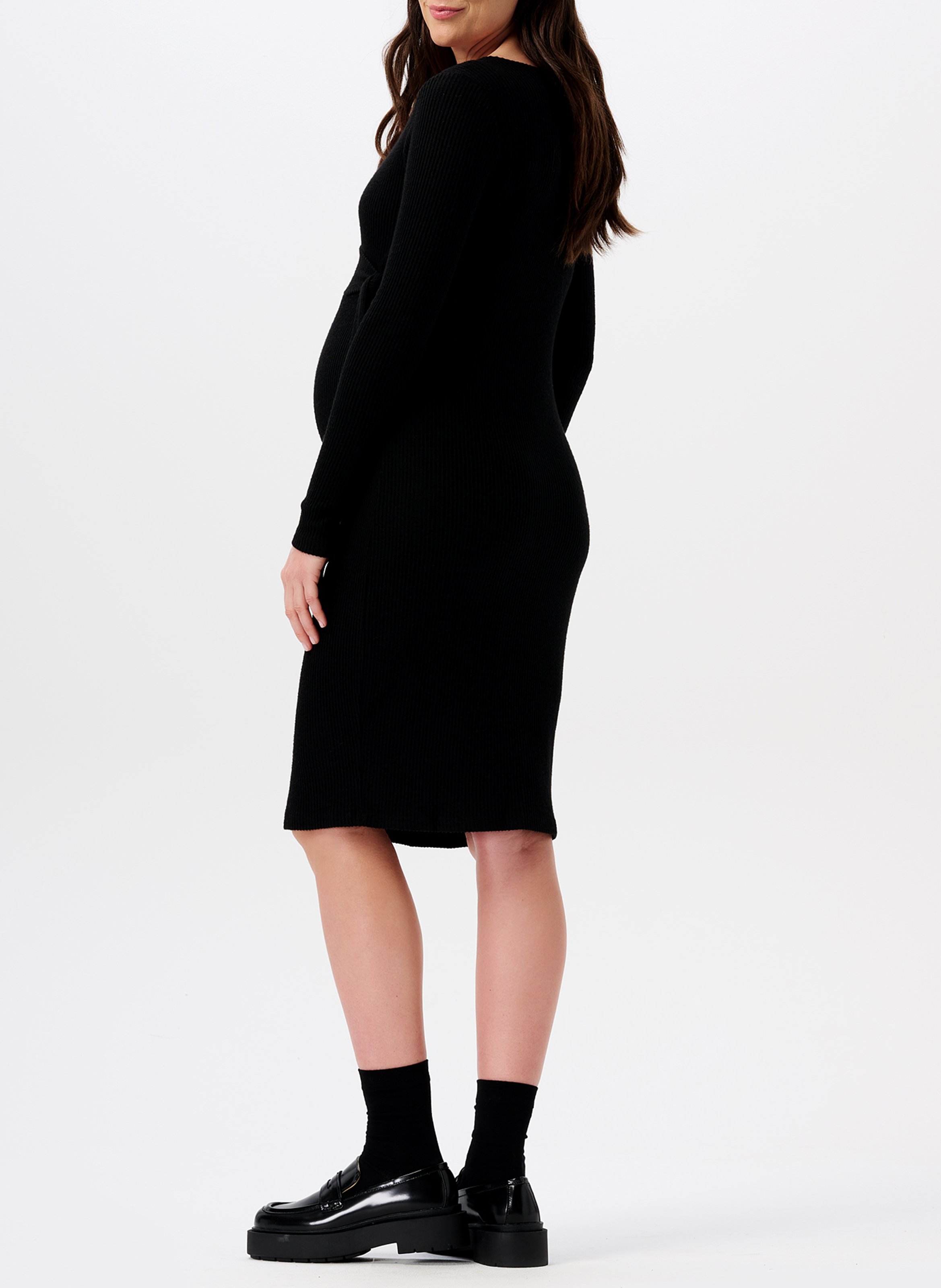 Halflange borstvoedingsjurk van ribstof NOPPIES Zwart