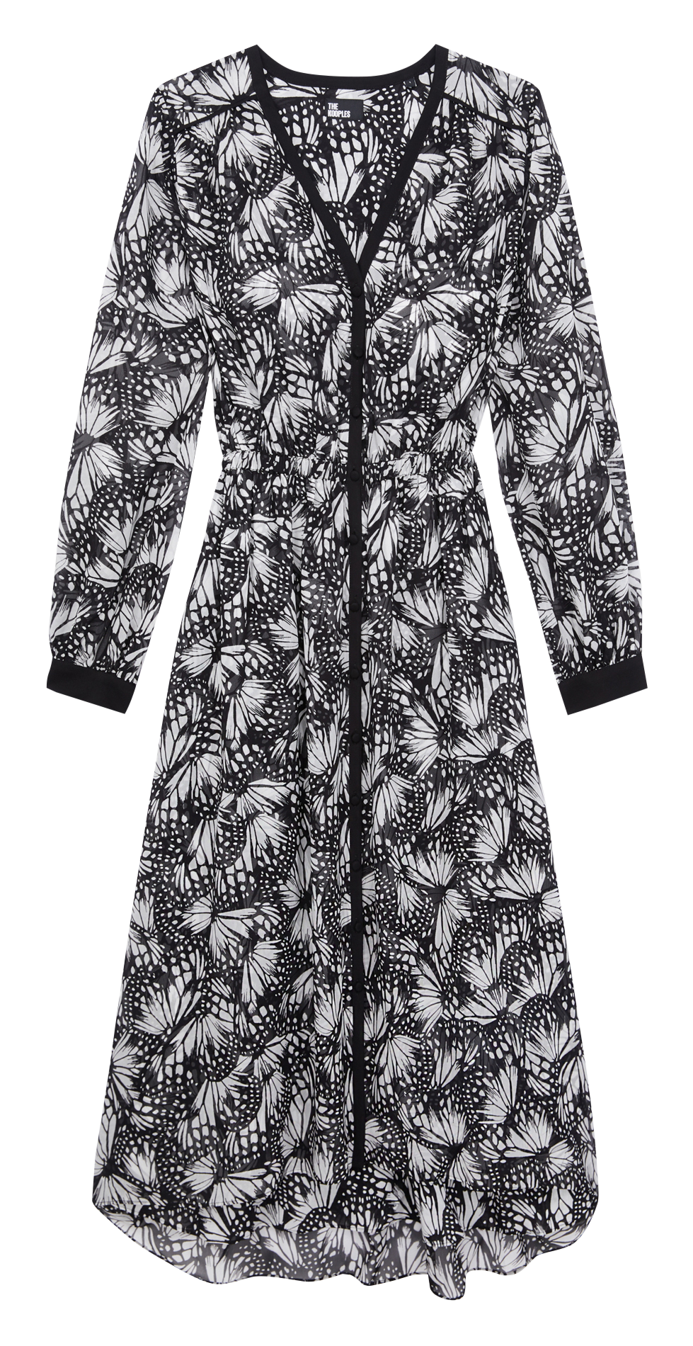 Lange jurk met V-hals en print THE KOOPLES Zwart