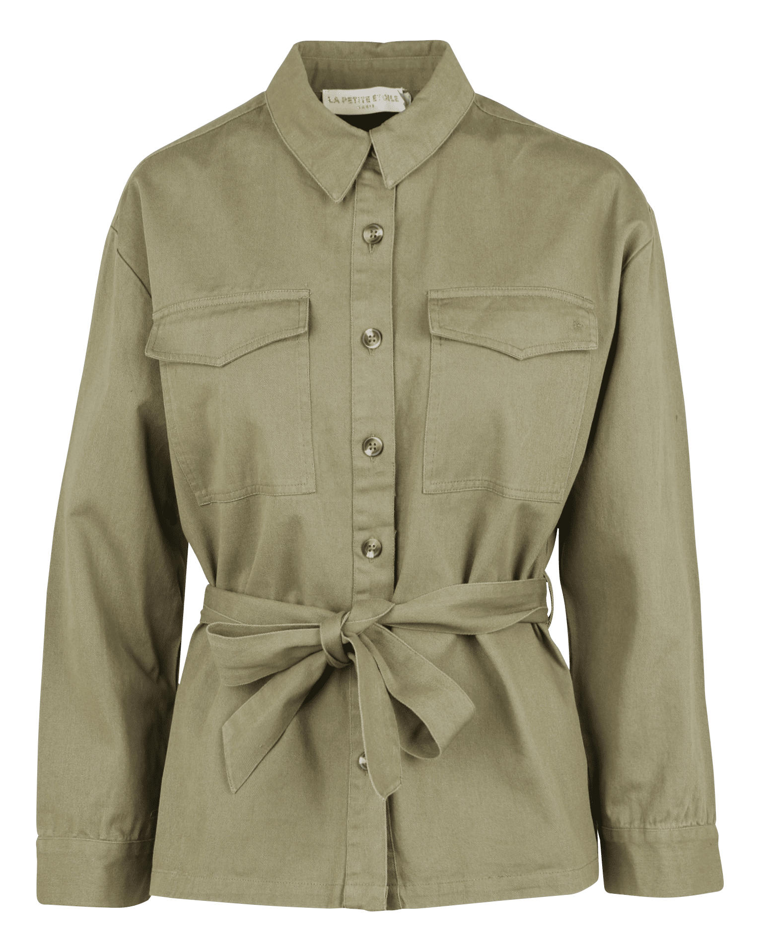 Veste en jean à col classique en twill de coton LA PETITE ETOILE Kaki