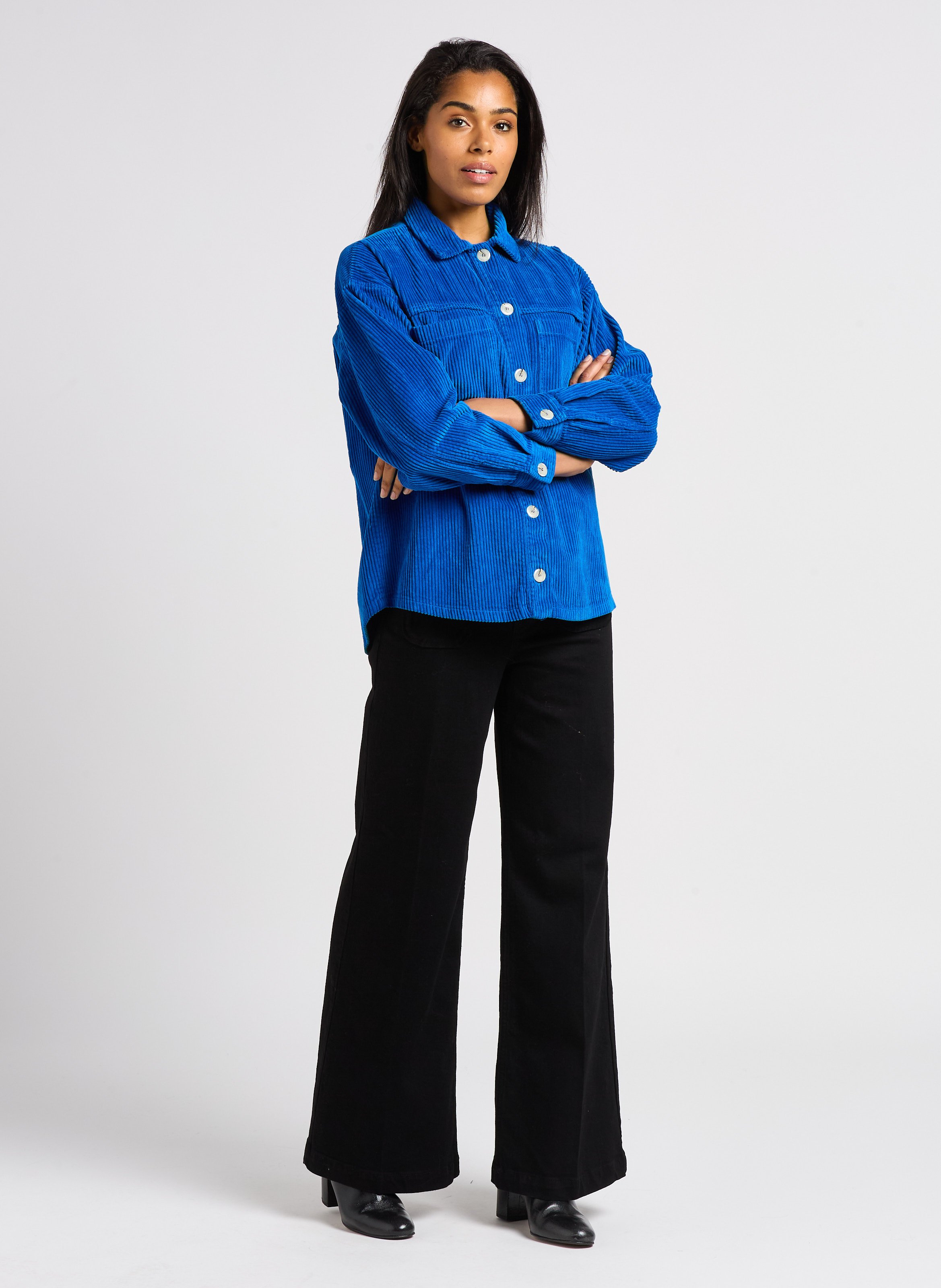 Wide leg cotton stretch jeans ONE STEP Black