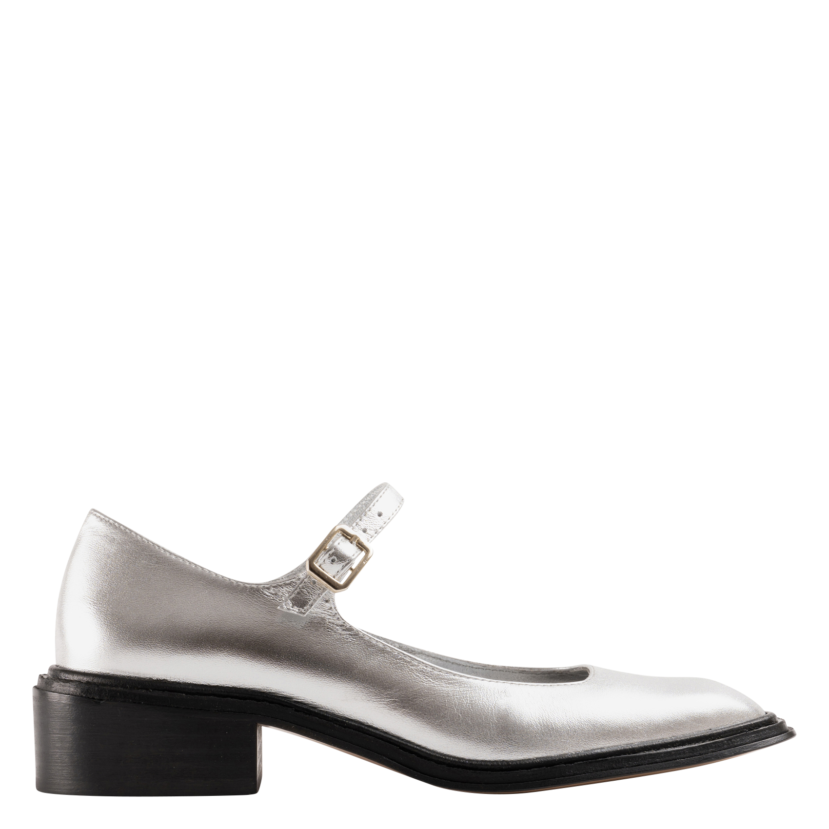 Babies à petits talons en cuir métallisé SOULIER MARTINEZ Argent