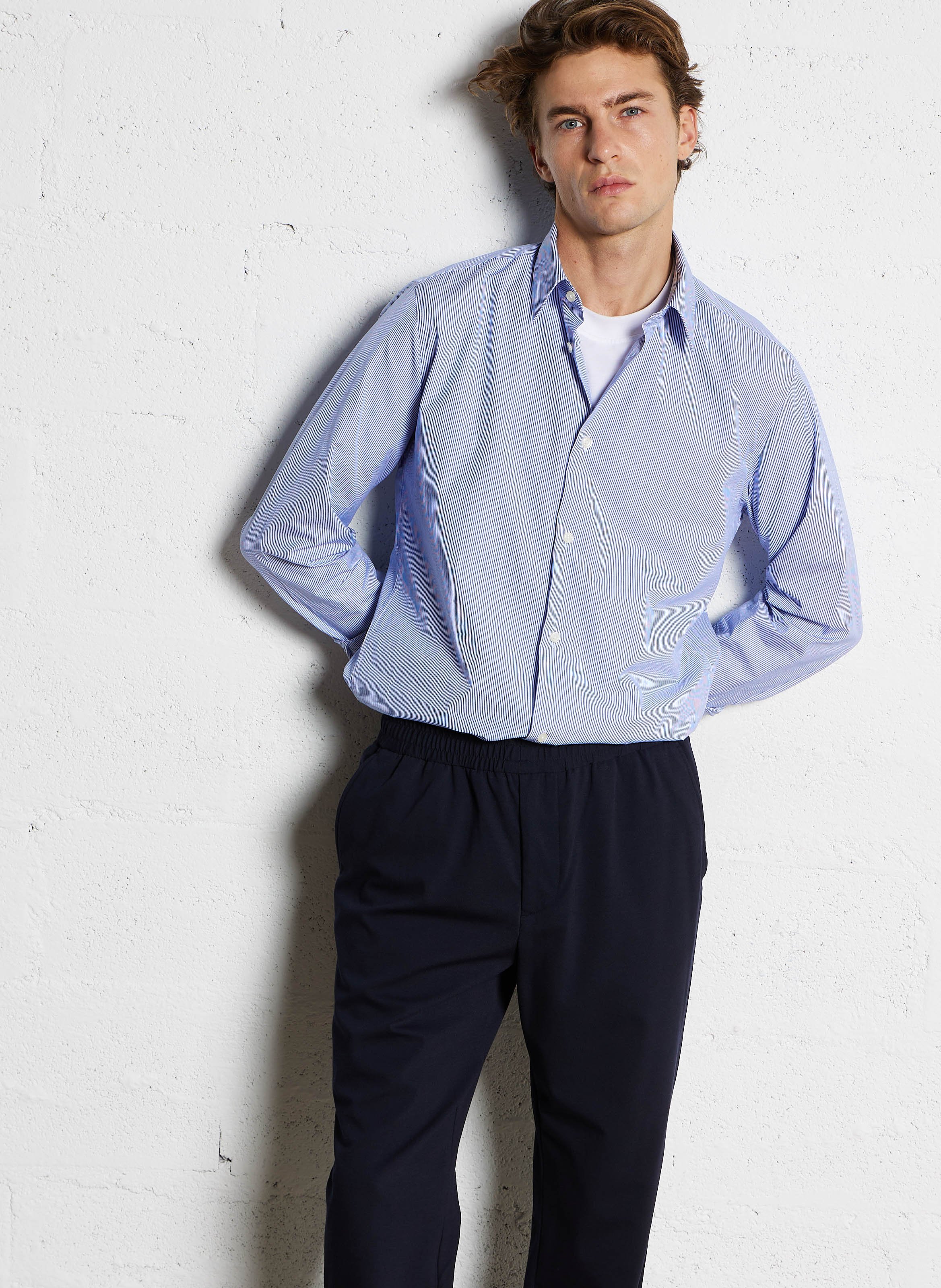 Slim striped cotton shirt AU PRINTEMPS PARIS Blue