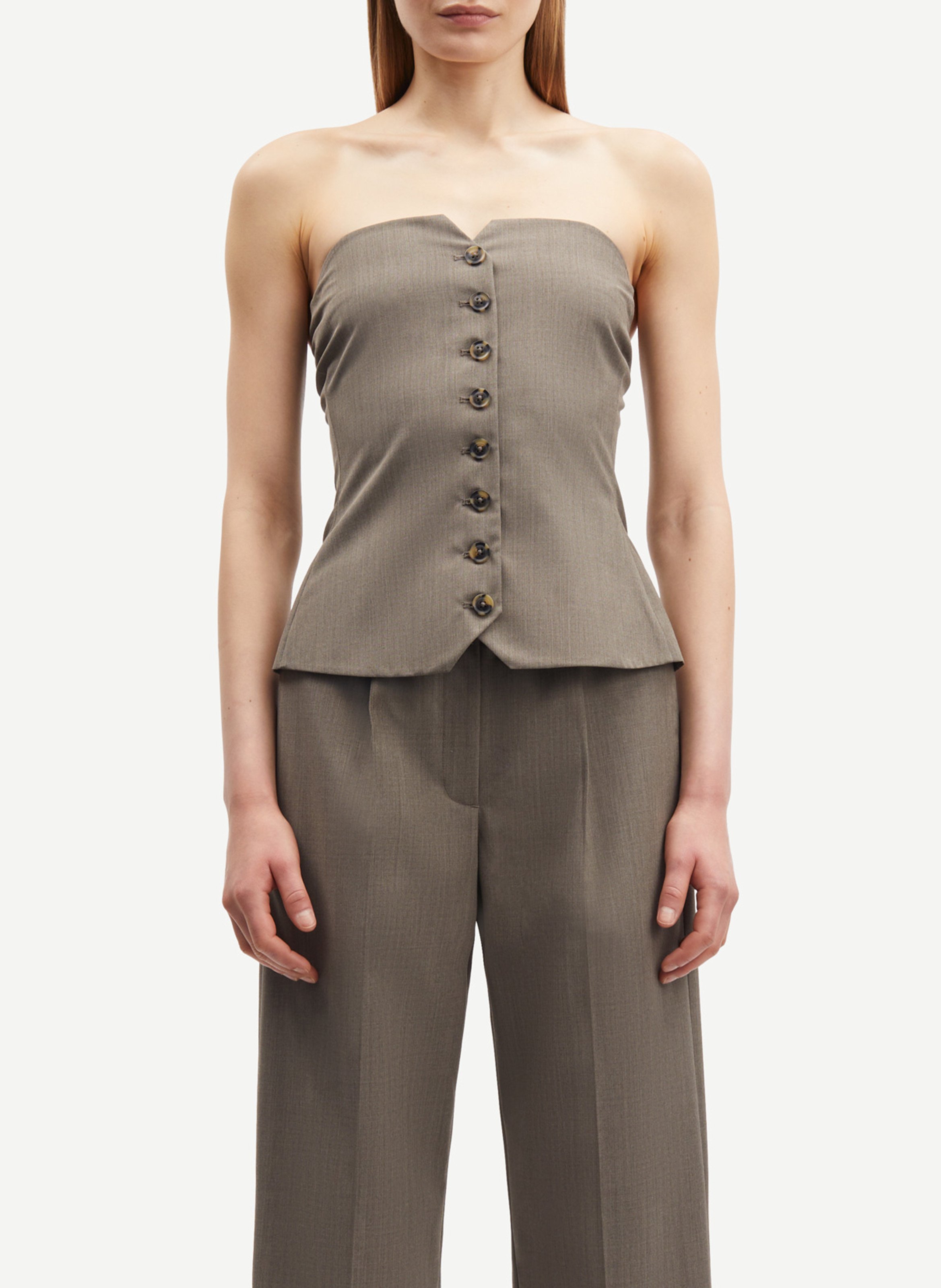 Bustier in mixed recycled fibers SAMSOE SAMSOE Beige