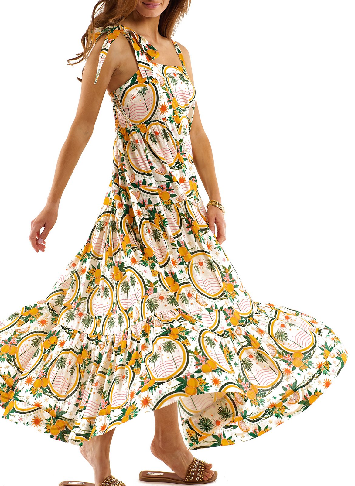 Square Neck Maxi Dress WILD Yellow