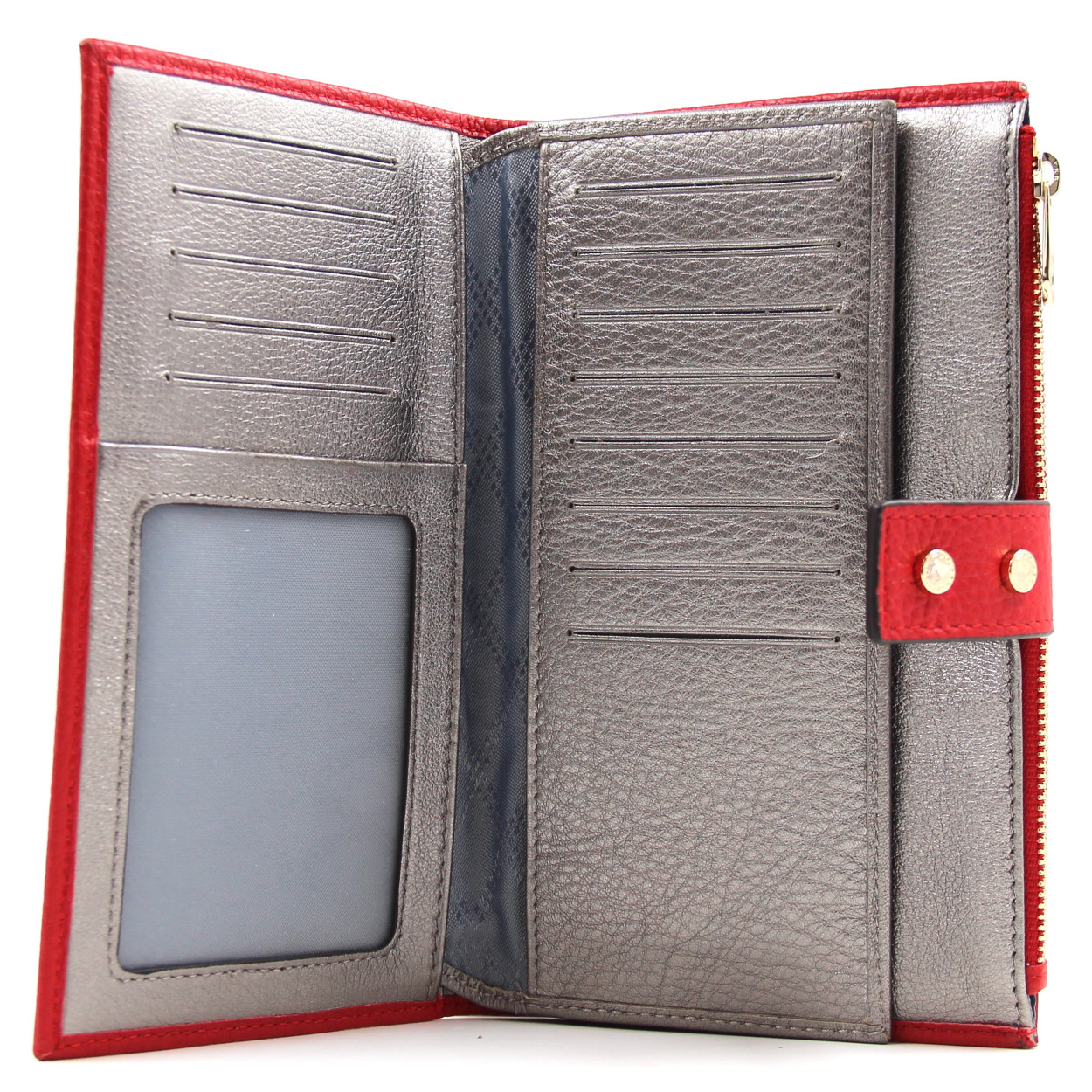 Leather multi-compartment wallet POURCHET Red