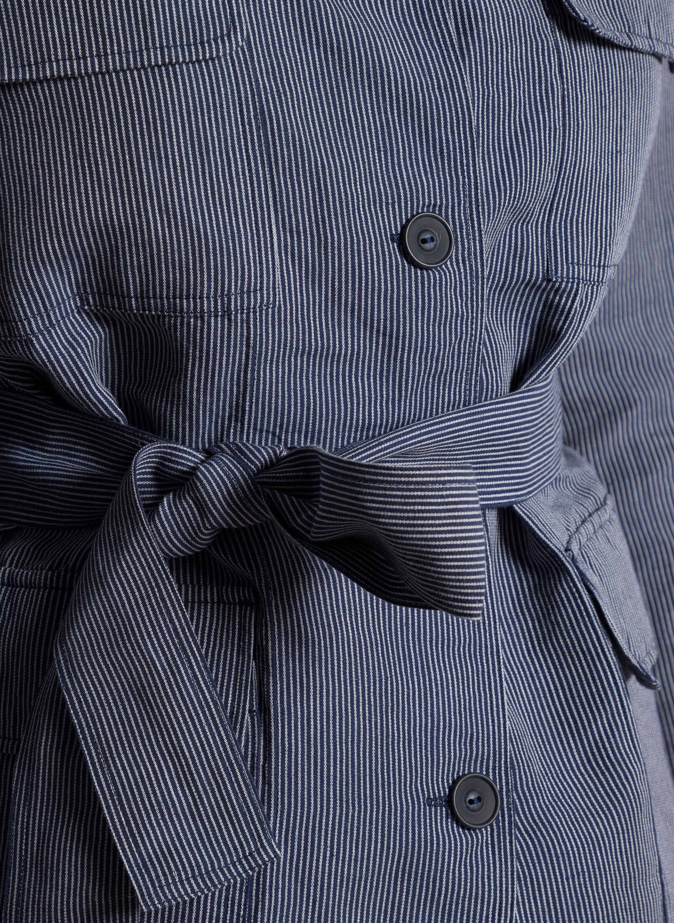 Striped belted straight shirt DIEGA Blue
