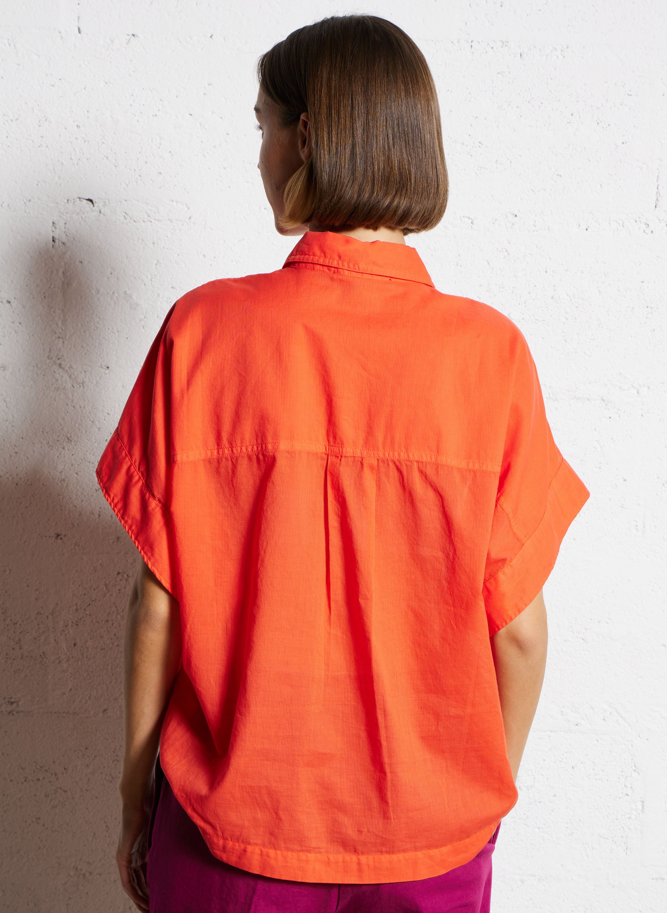 Chemise oversize rayée en coton POMANDERE Rouge