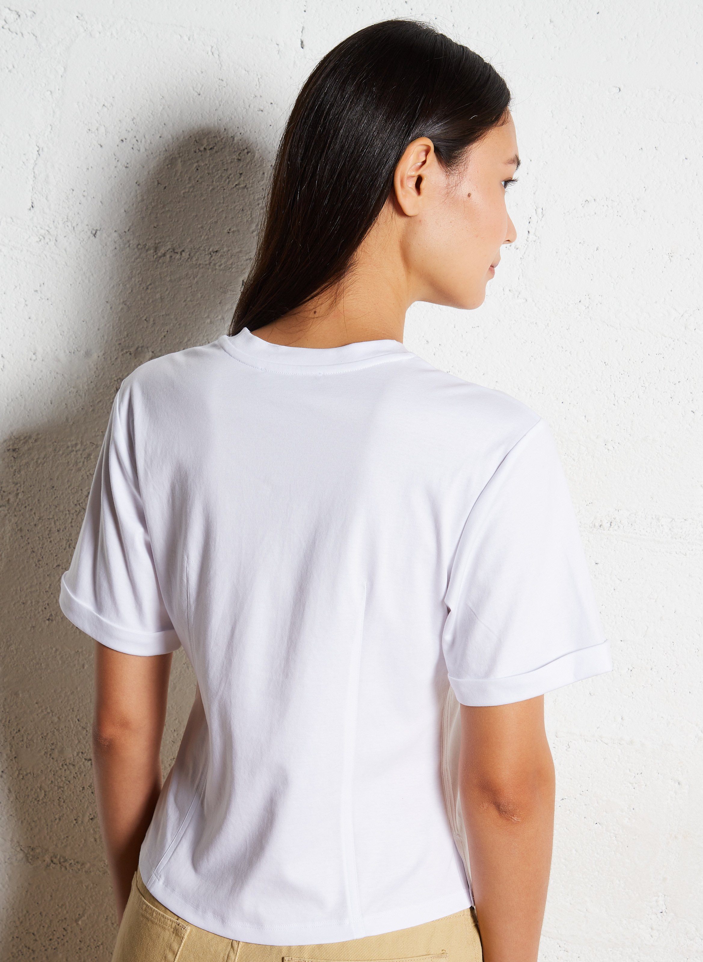 Gerade geschnittenes T-Shirt aus Baumwolle Weiss