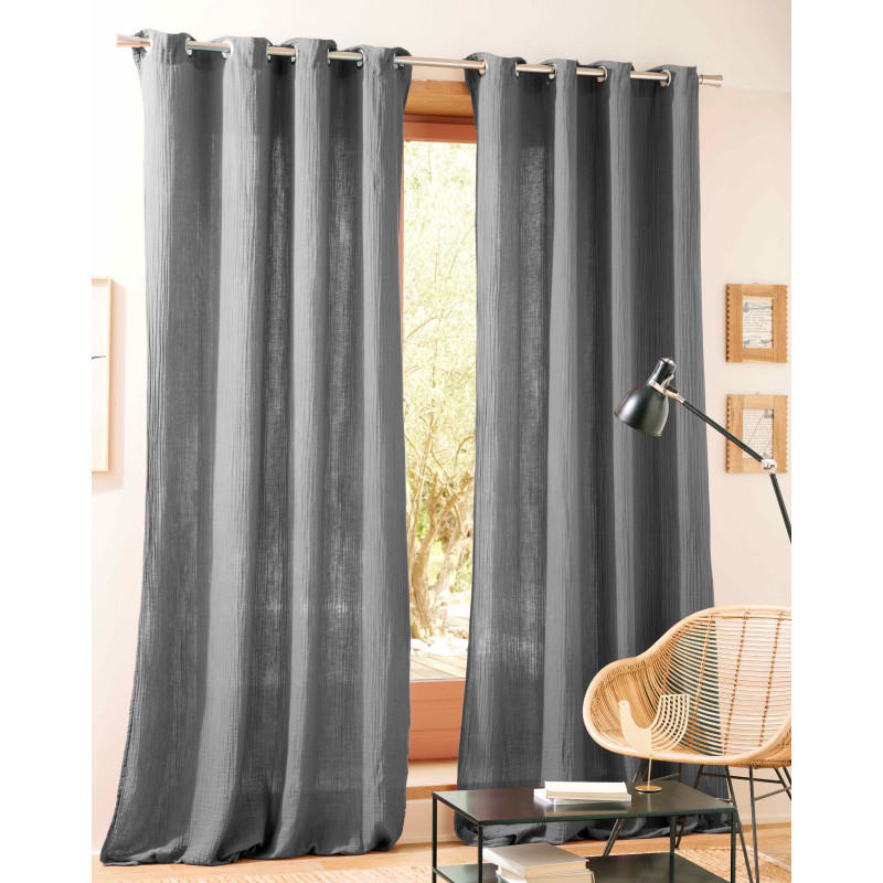 Blackout curtains lined with fleece COTON PUR Grey
