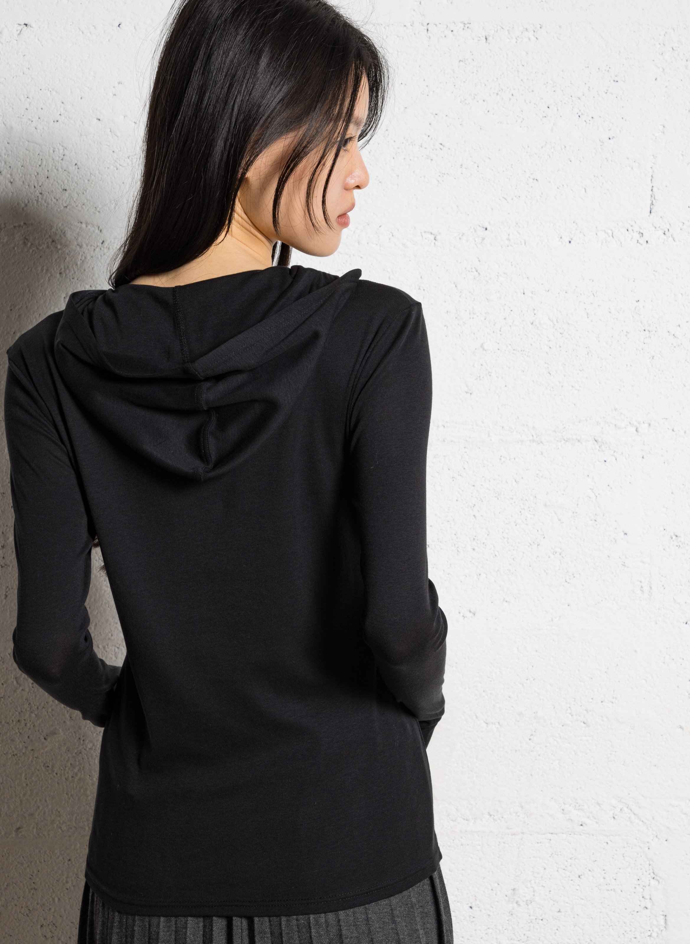 Gilet col rond à capuche  I CODE Noir