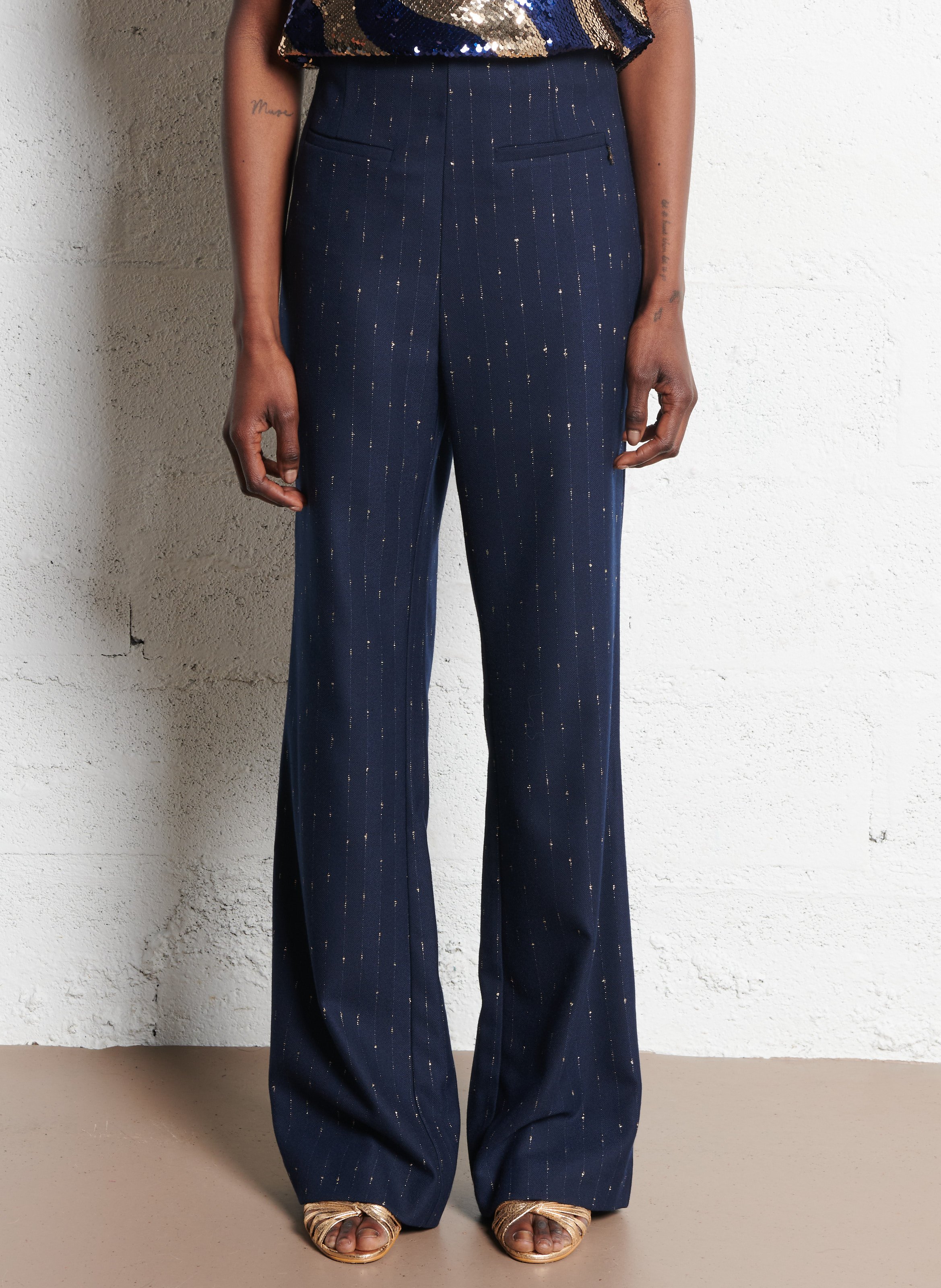 Pantalon large rayé ONE STEP Bleu