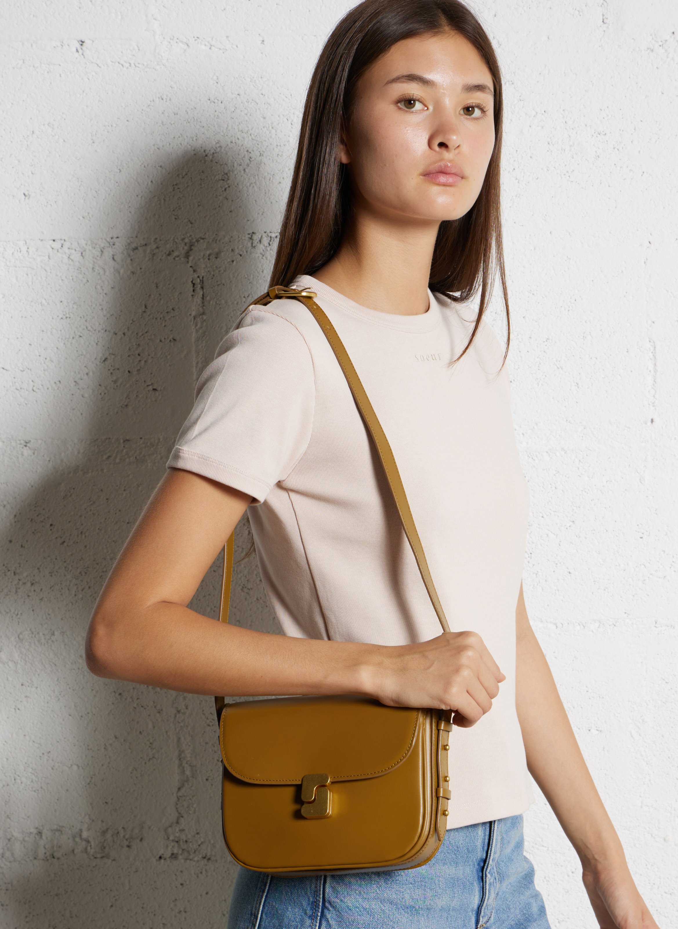 Dori leather shoulder bag SOEUR Brown