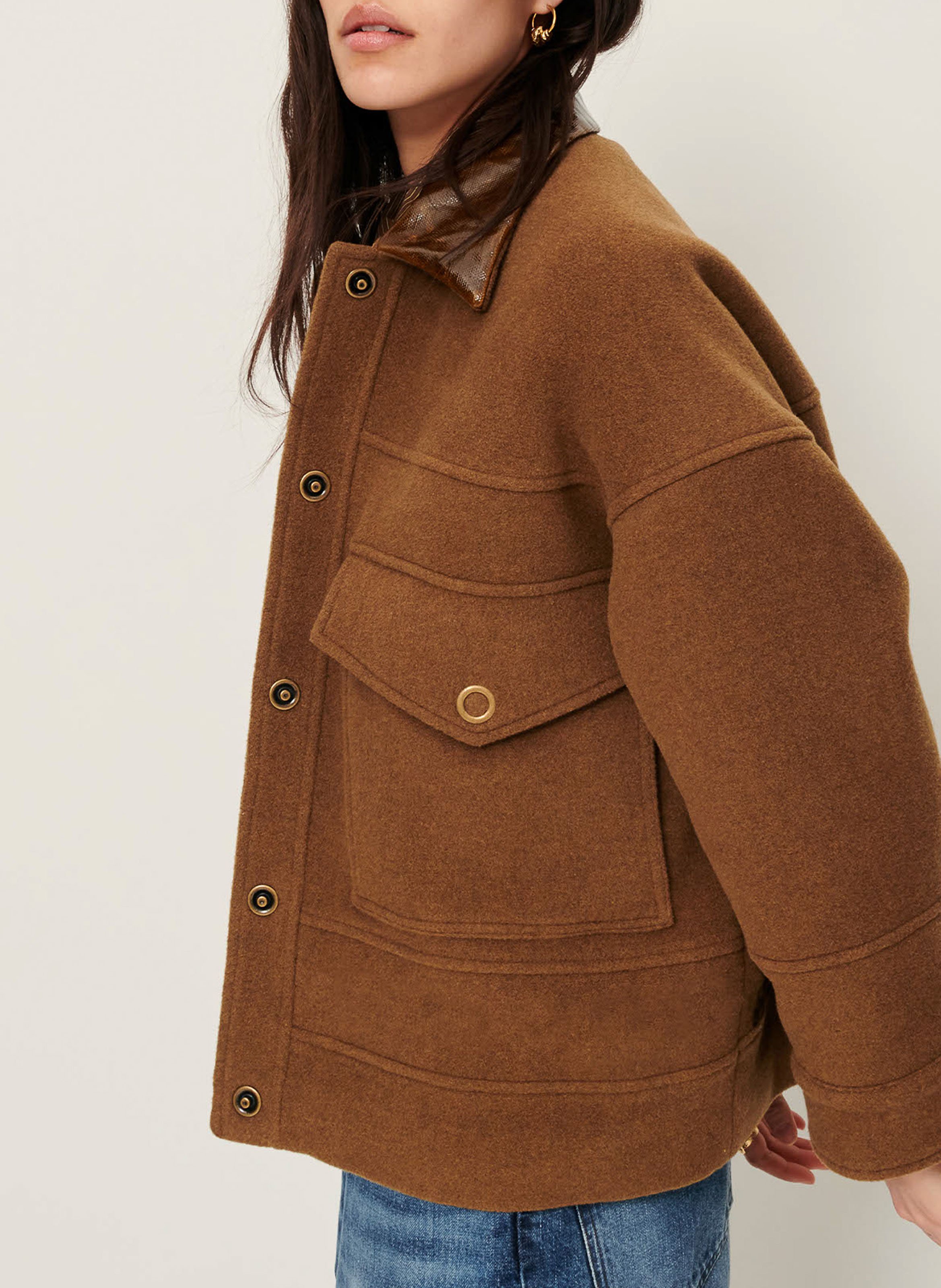 Kurzer Mantel aus Wollmix mit klassischem Kragen SESSUN Braun