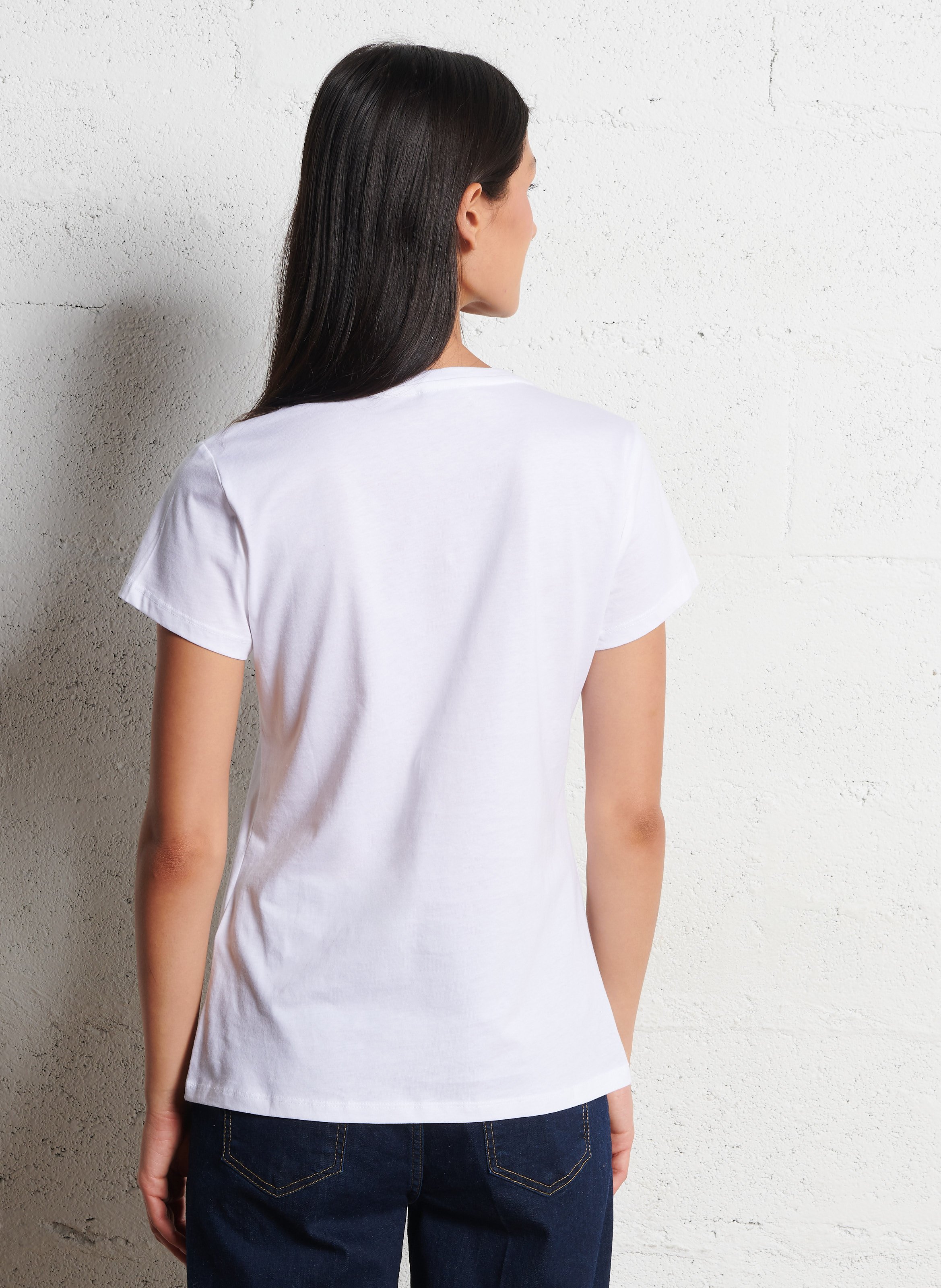 Rundhals-T-Shirt mit Strasssteinen LIU JO Weiss