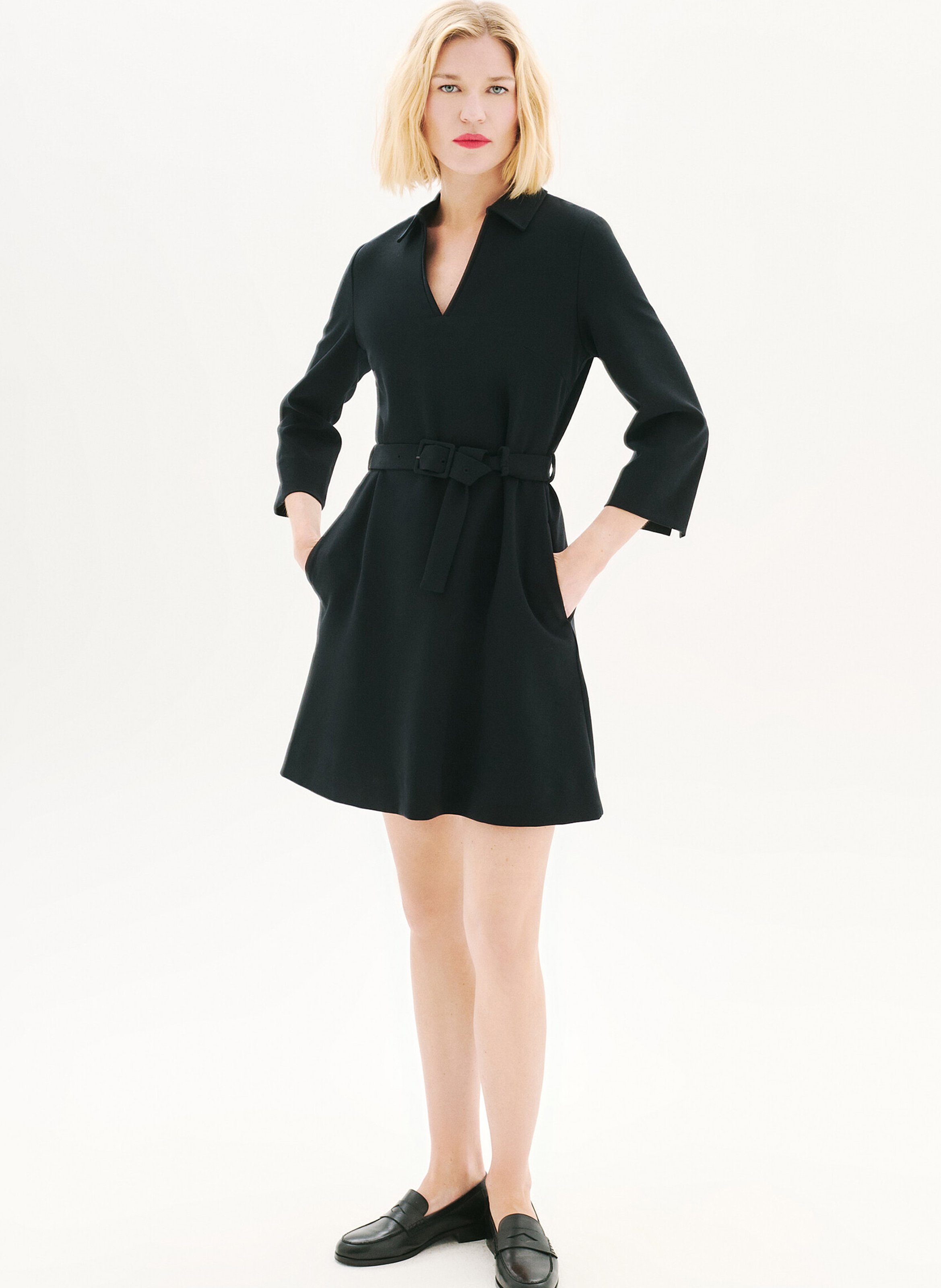 Short dress with polo collar CAROLL Black