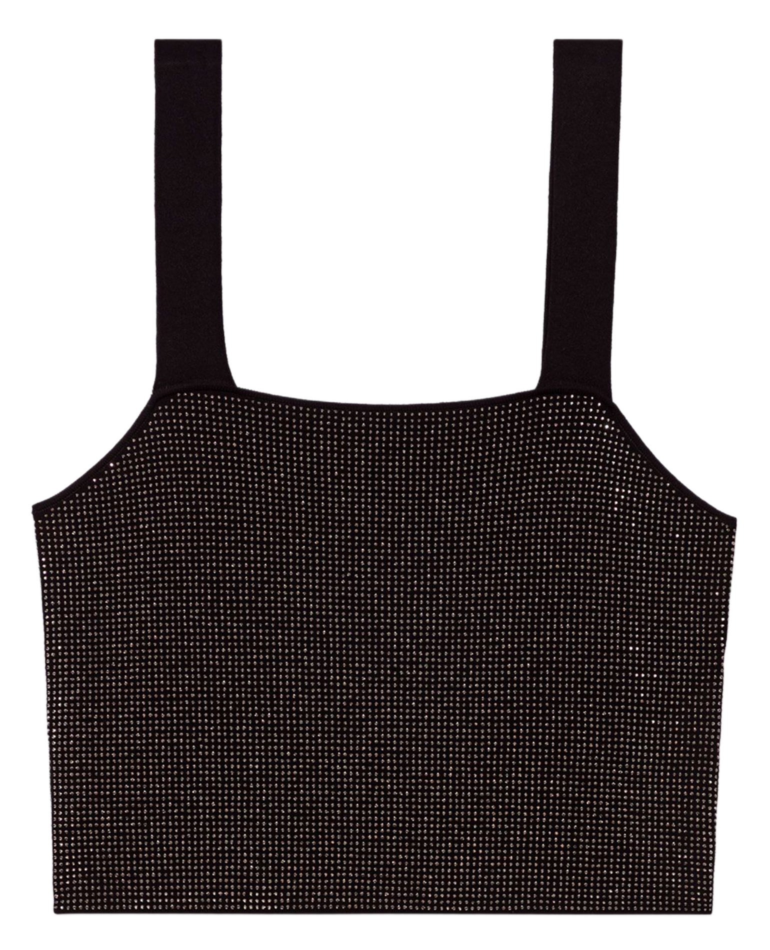 Top court col carré à strass MAJE Noir