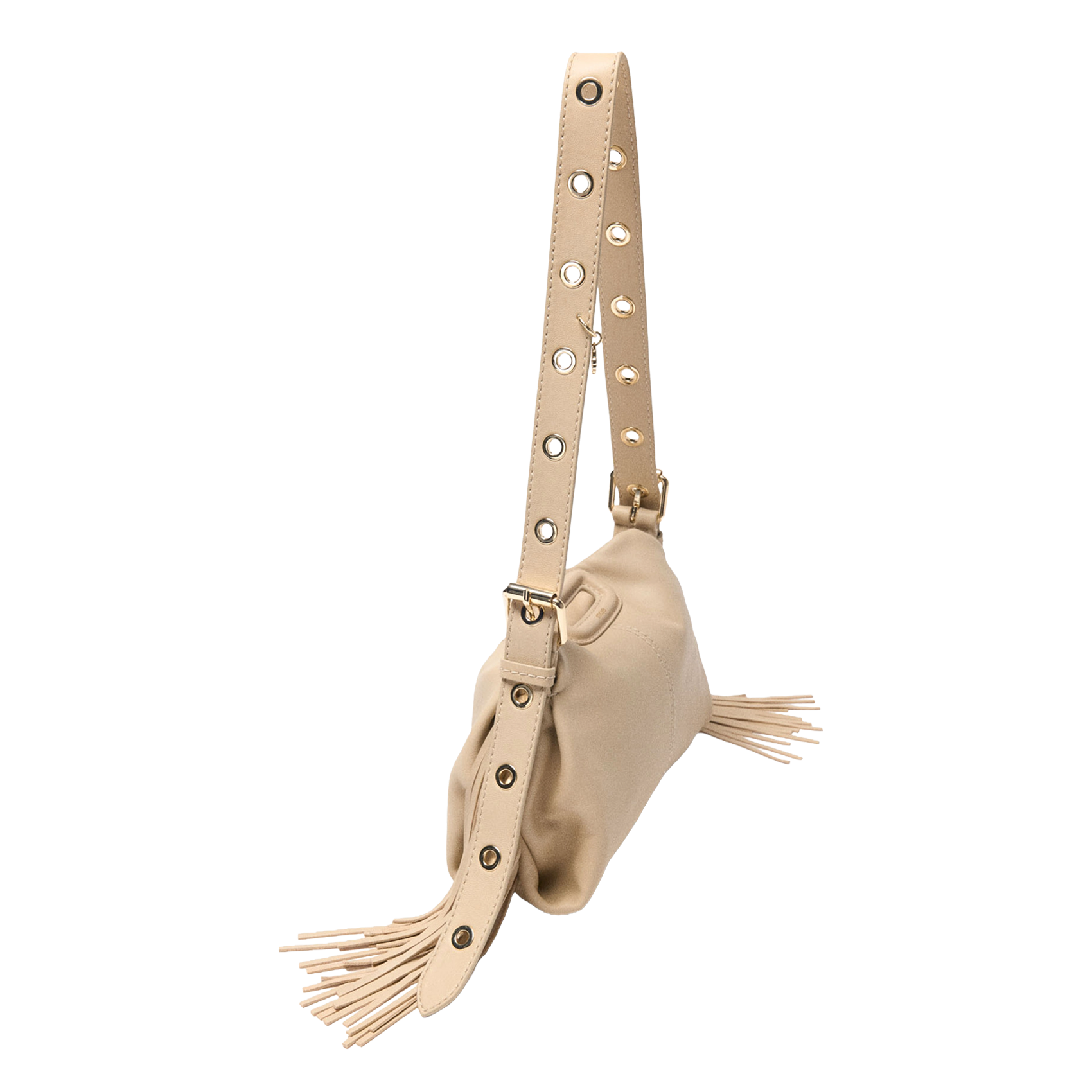 Gladde, leren schoudertas MAJE Beige