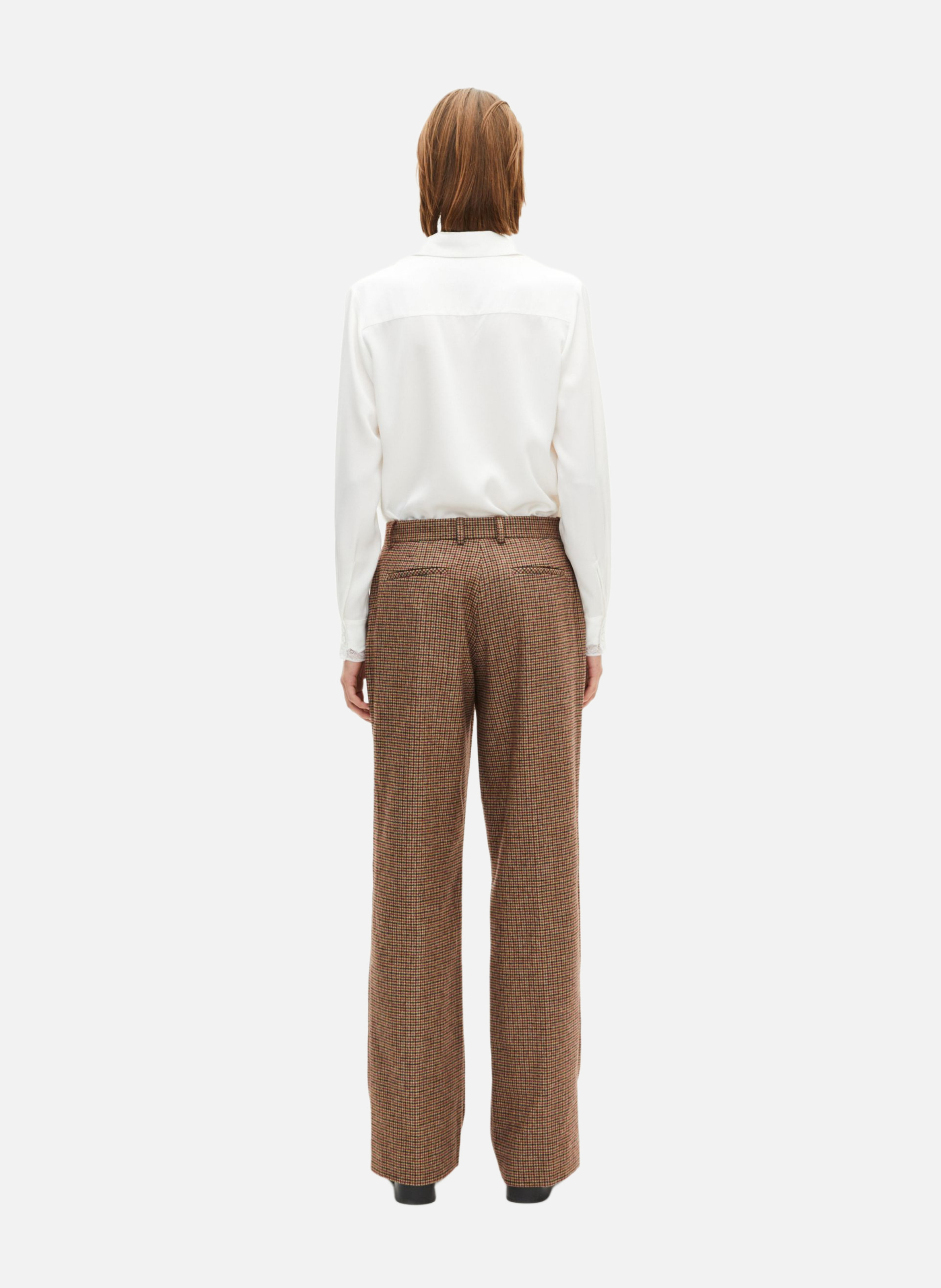 Wide leg houndstooth tailored trousers THE KOOPLES Brown