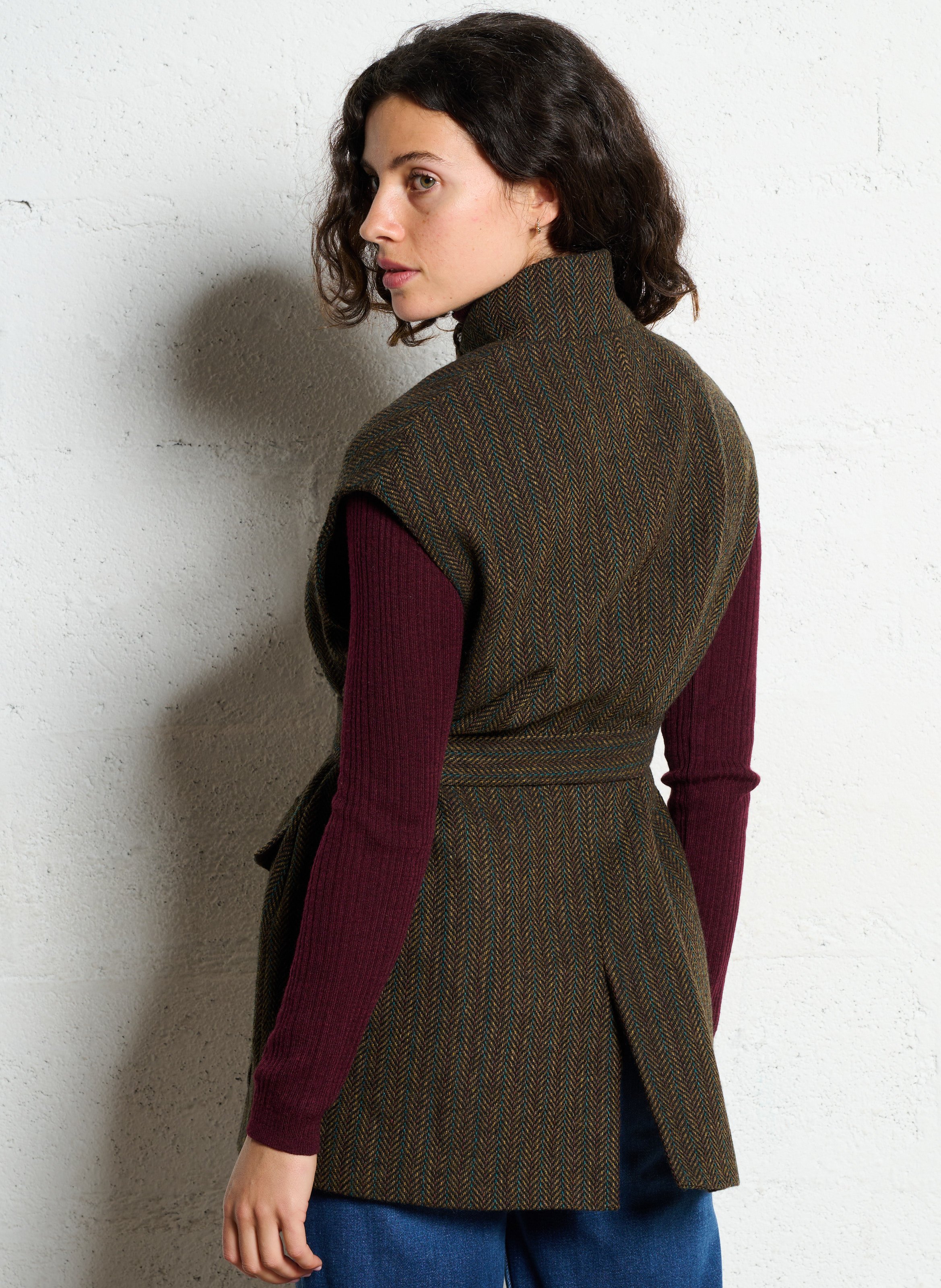 Oversized shawl collar printed jacket LA PETITE ETOILE Brown