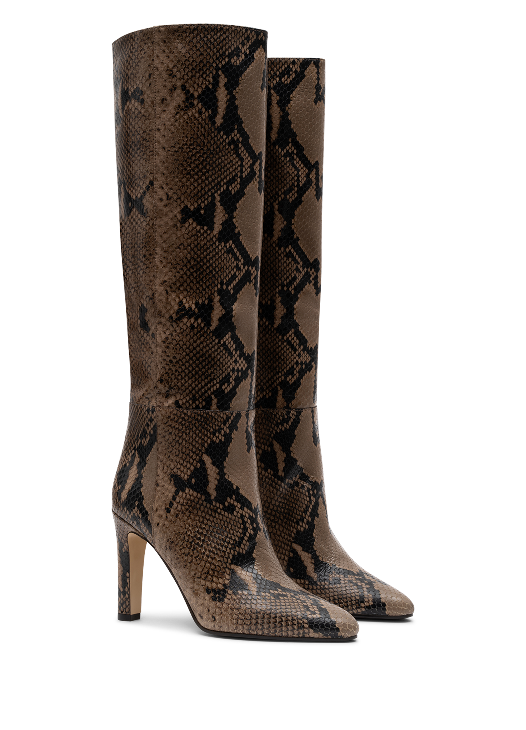 Printed taupe leather boots PARALLELE PARIS Grey