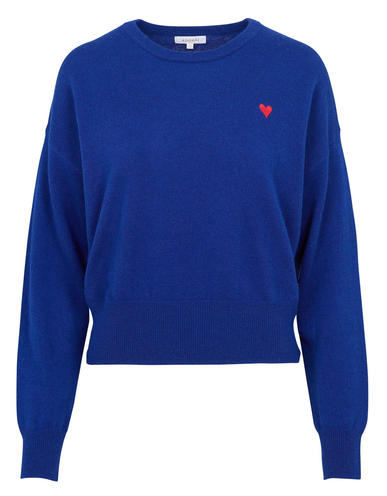 Pull ample col rond brodé en laine et cachemire KOOKAI Bleu