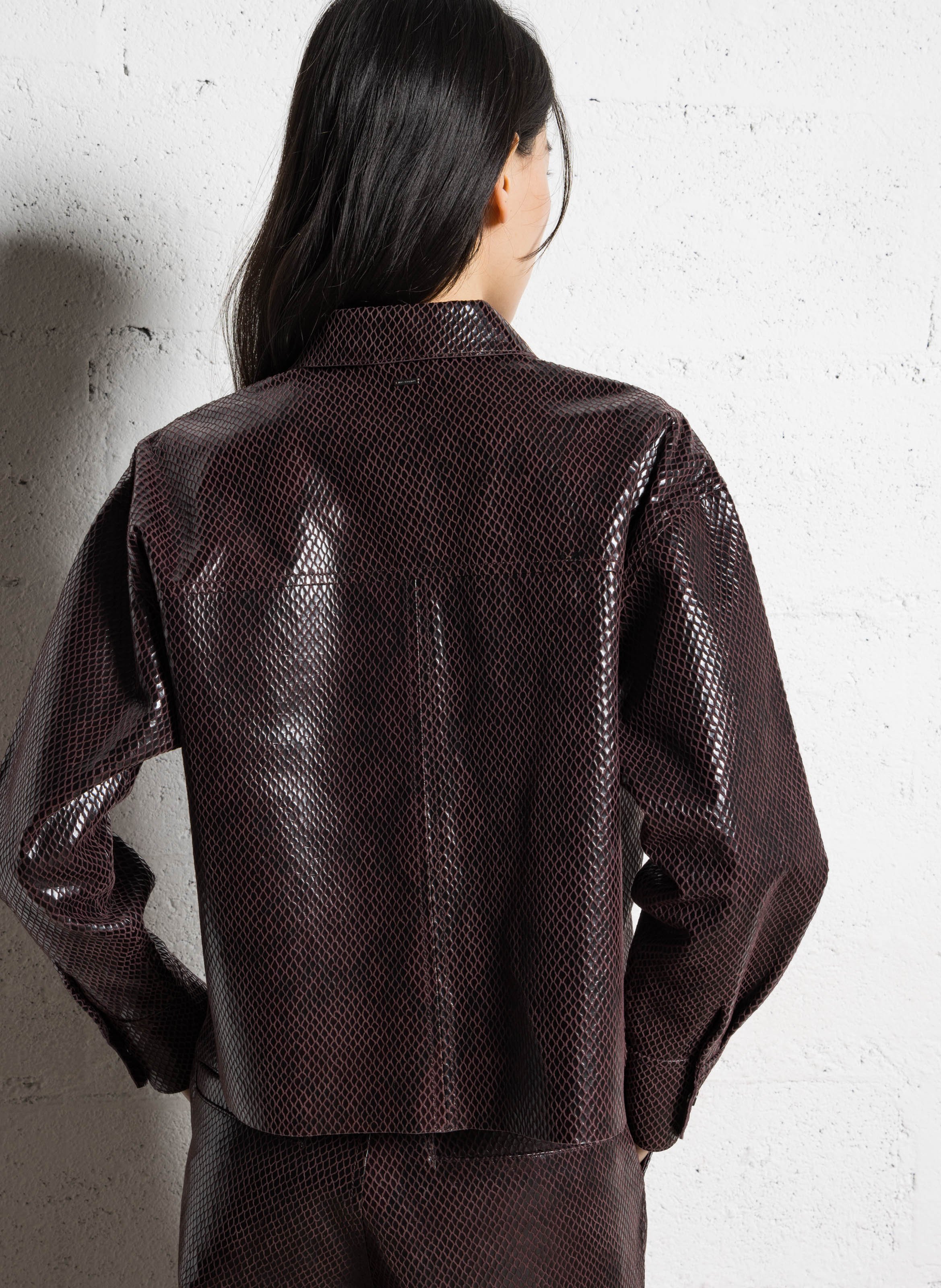 Recht, leren jasje met klassieke kraag IKKS Violet