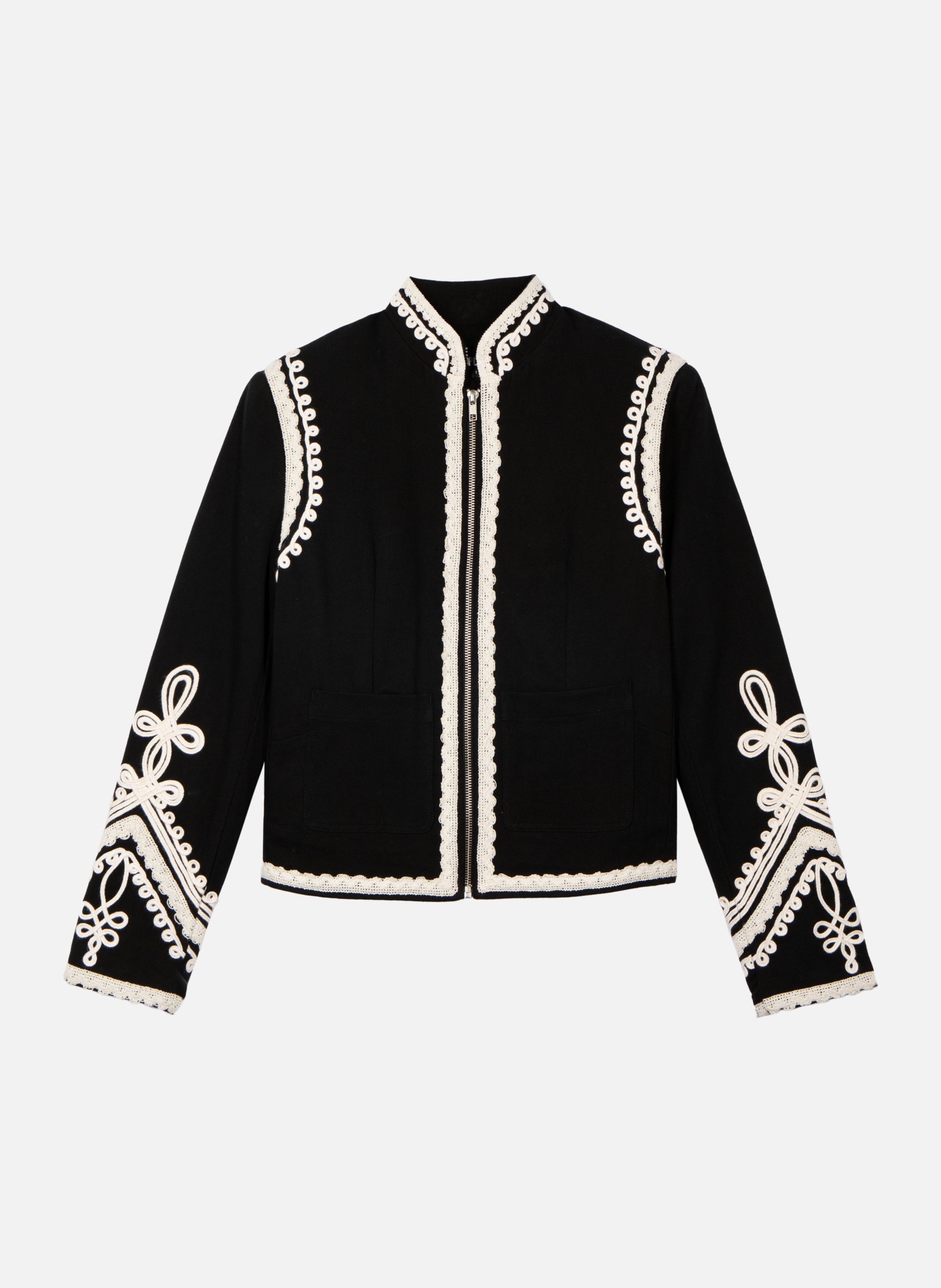 Embroidered cotton jacket THE KOOPLES Black