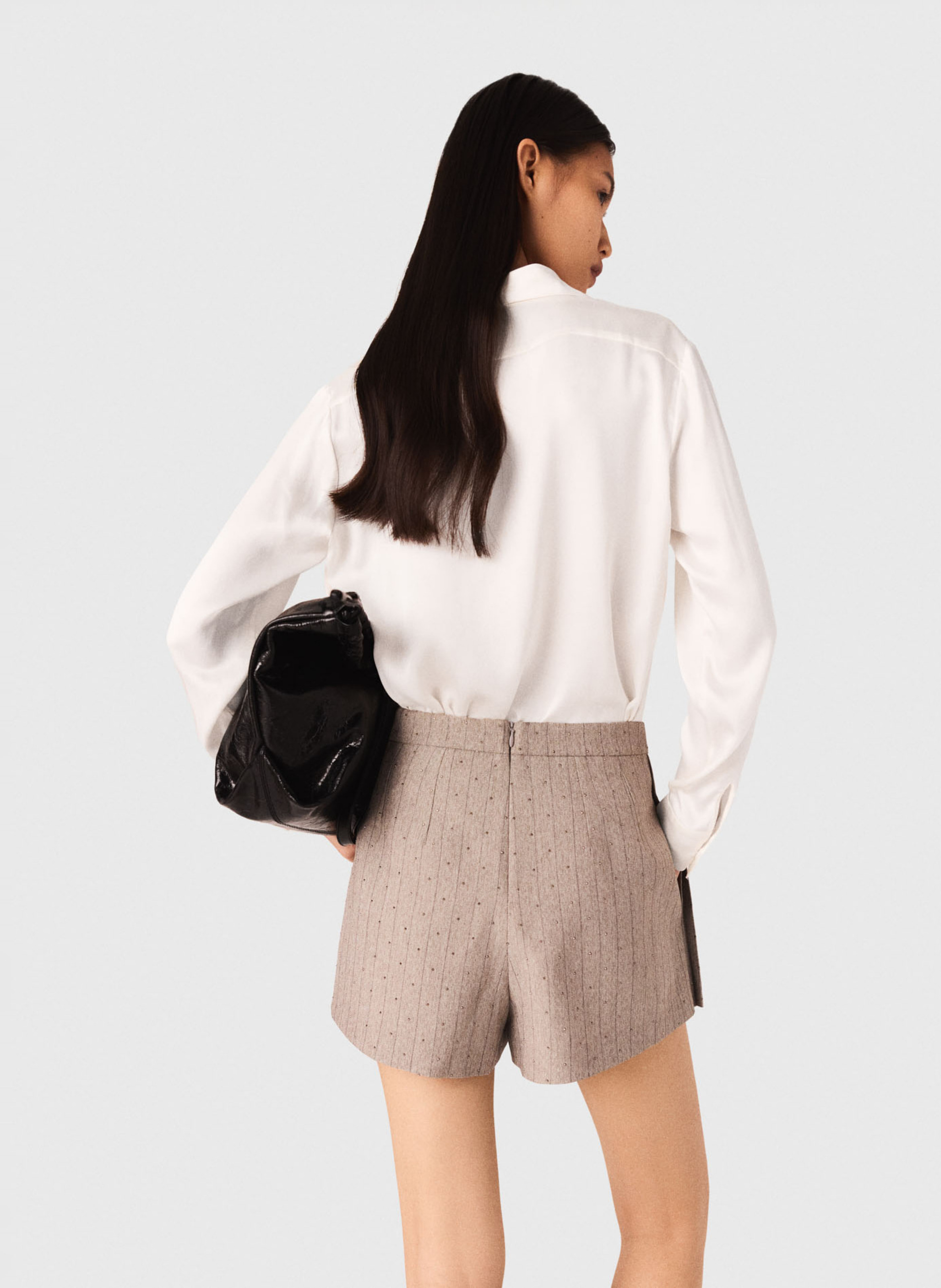 Chemise col classique en soie MAJE Blanc