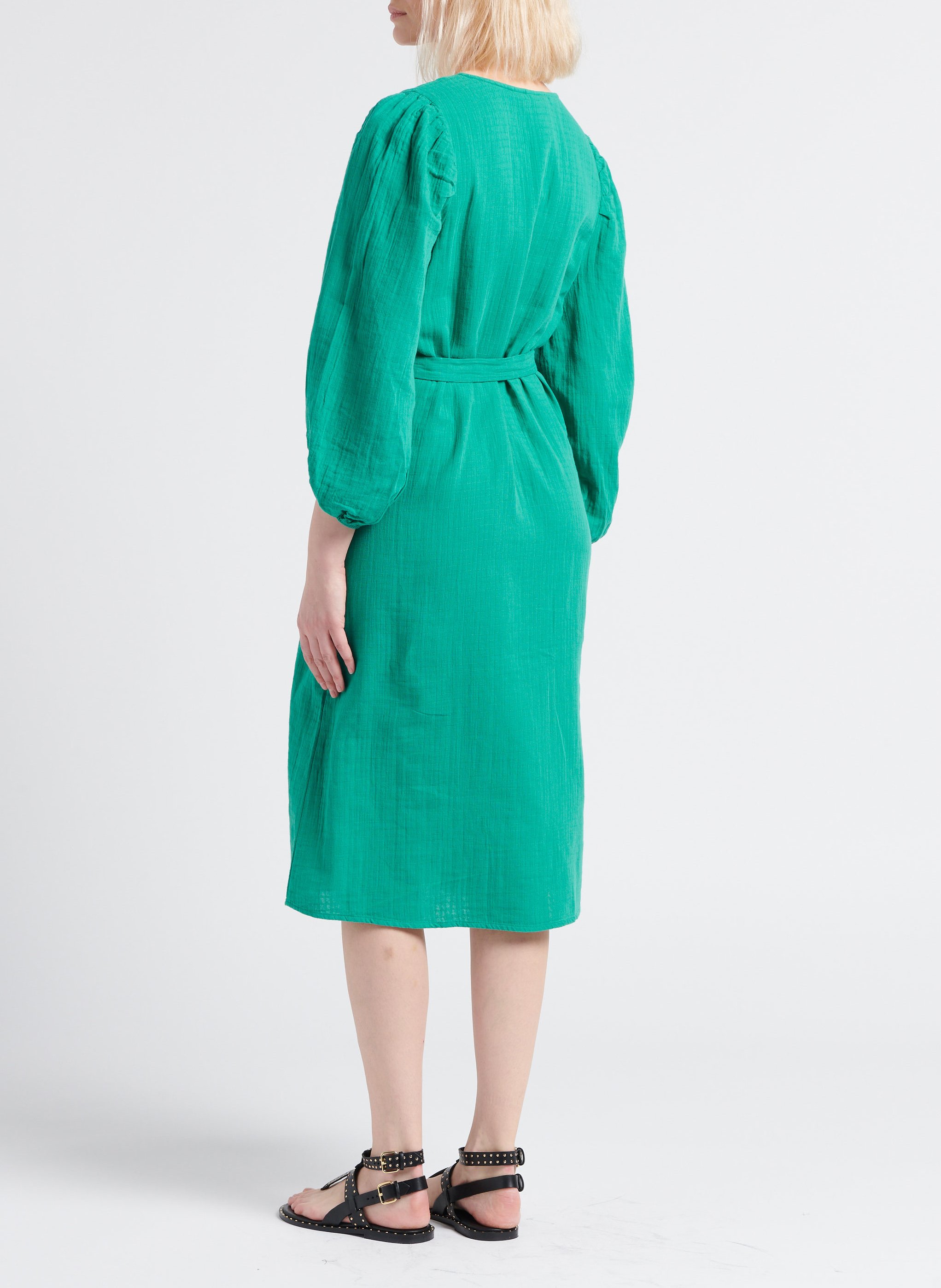 V-neck cotton midi dress VILA Green