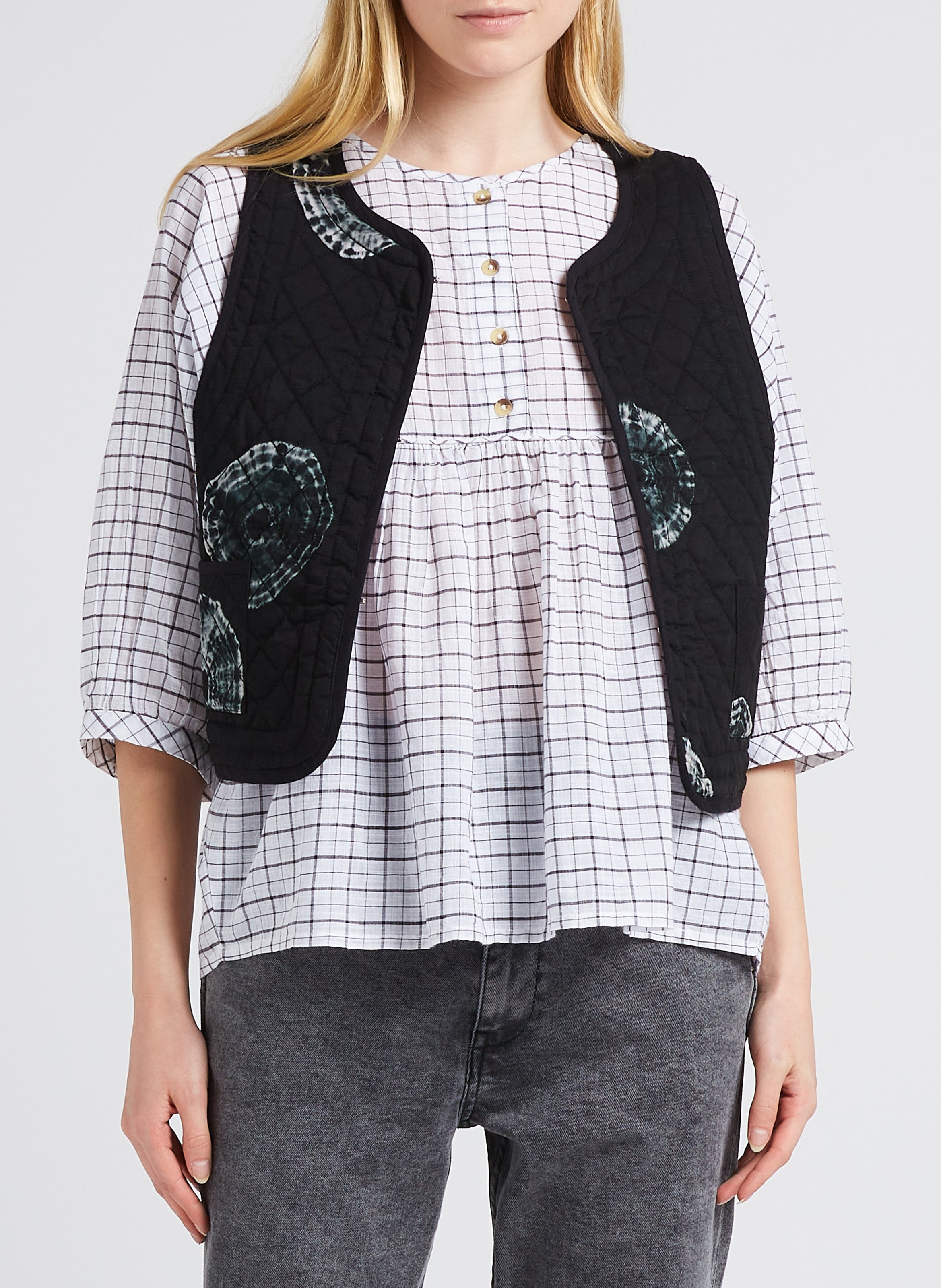 Steppjacke aus Baumwolle mit Print DIEGA Schwarz