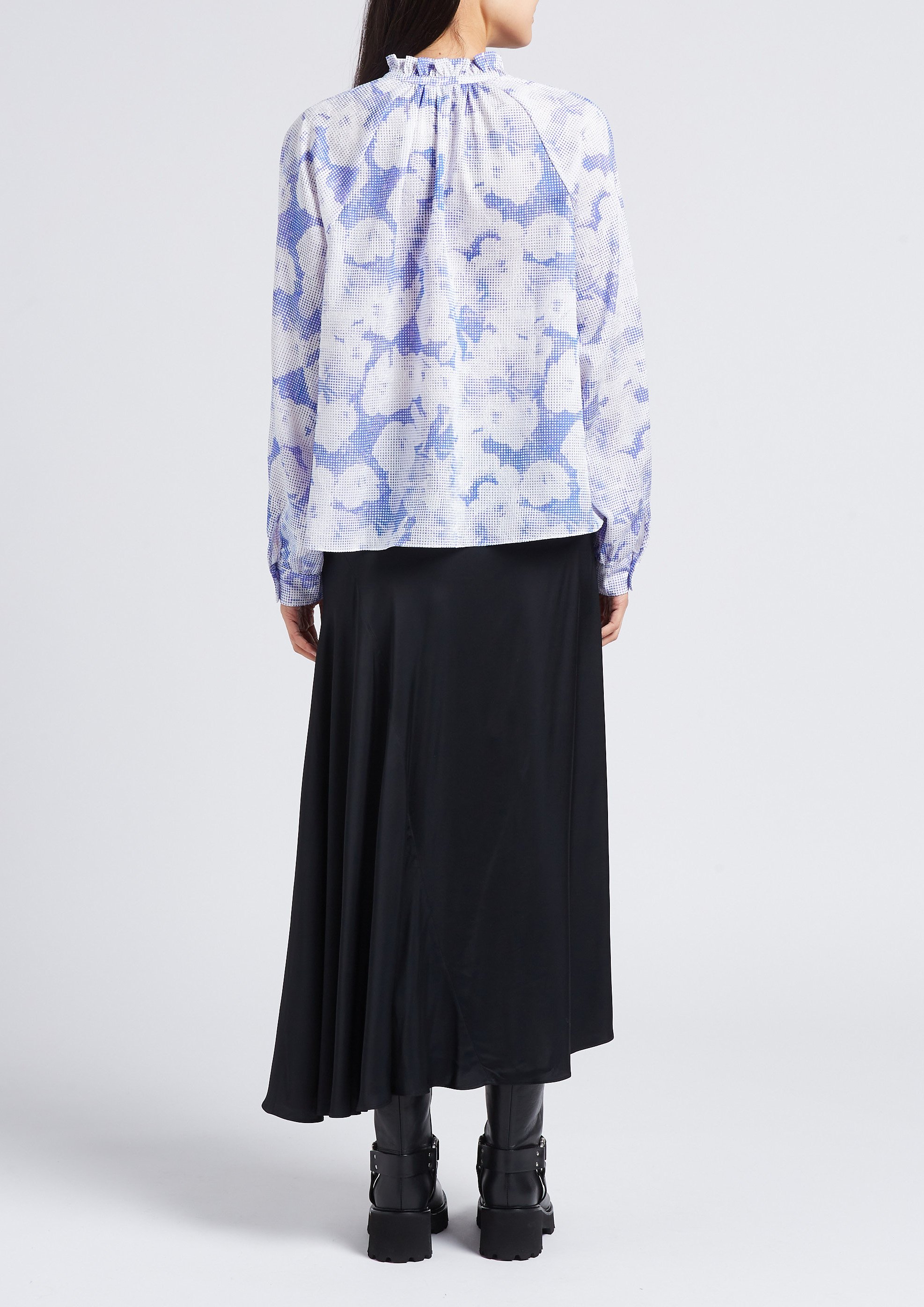 Loose-fit top with knotted V-neck and dotted-effect print SAMSOE SAMSOE Purple