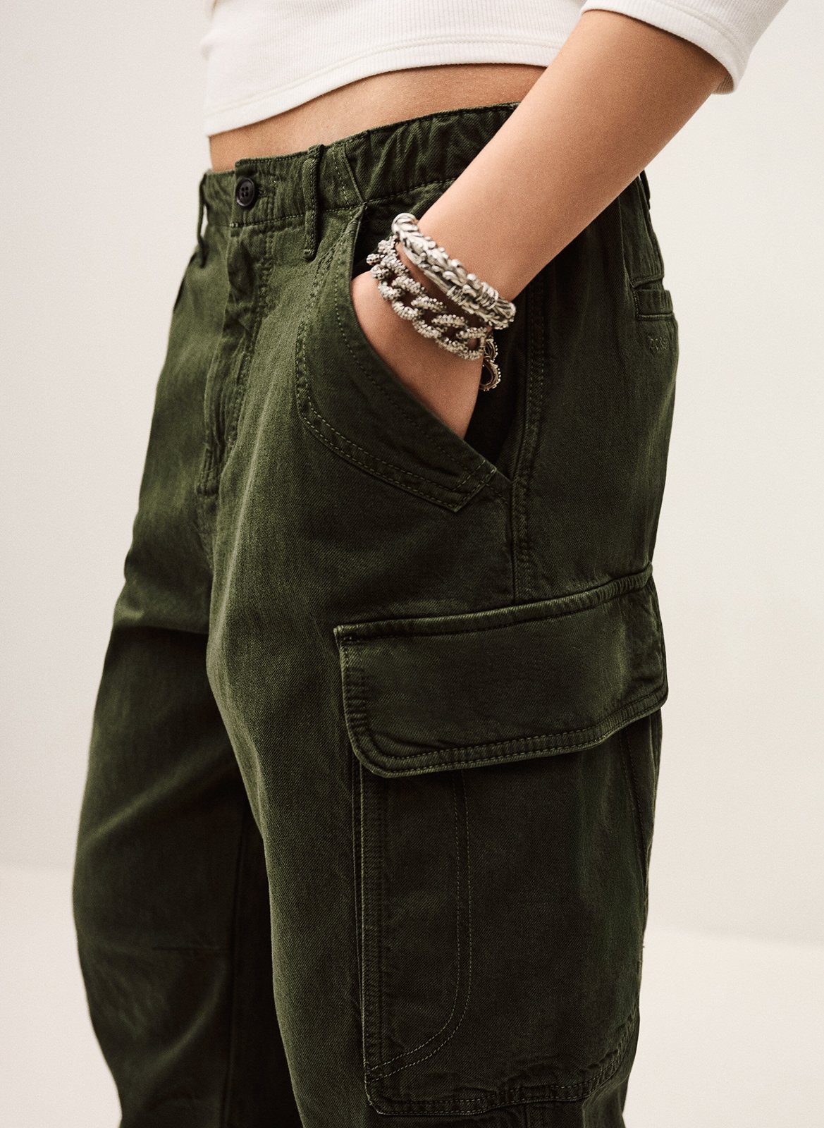 Cargo pants in cotton and linen blend BA&SH Khaki