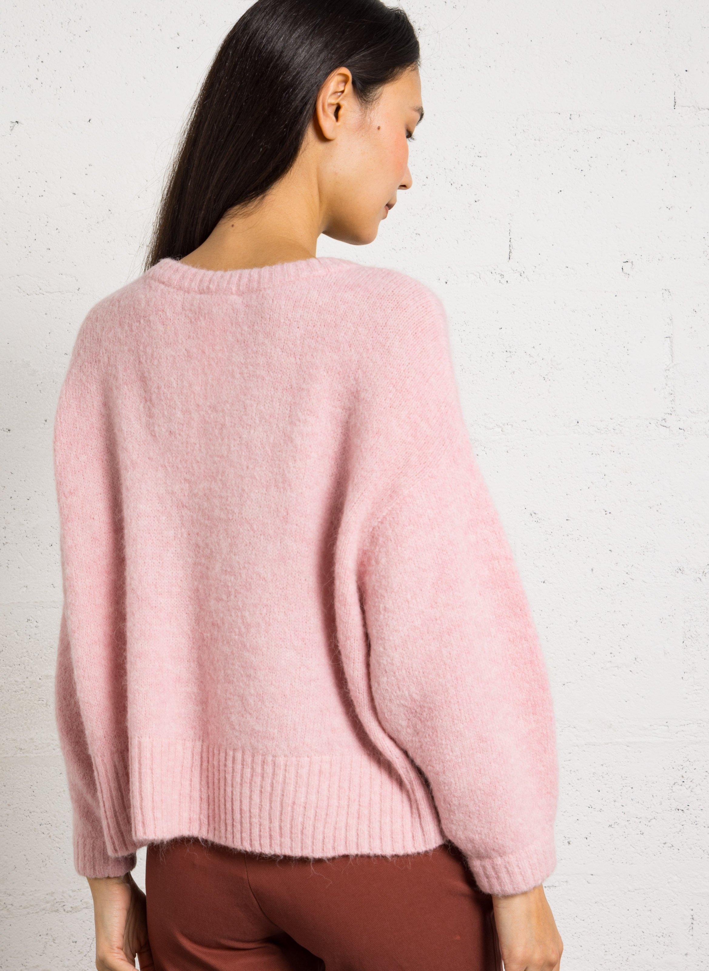 Oversize round-neck knit sweater AMERICAN VINTAGE Pink