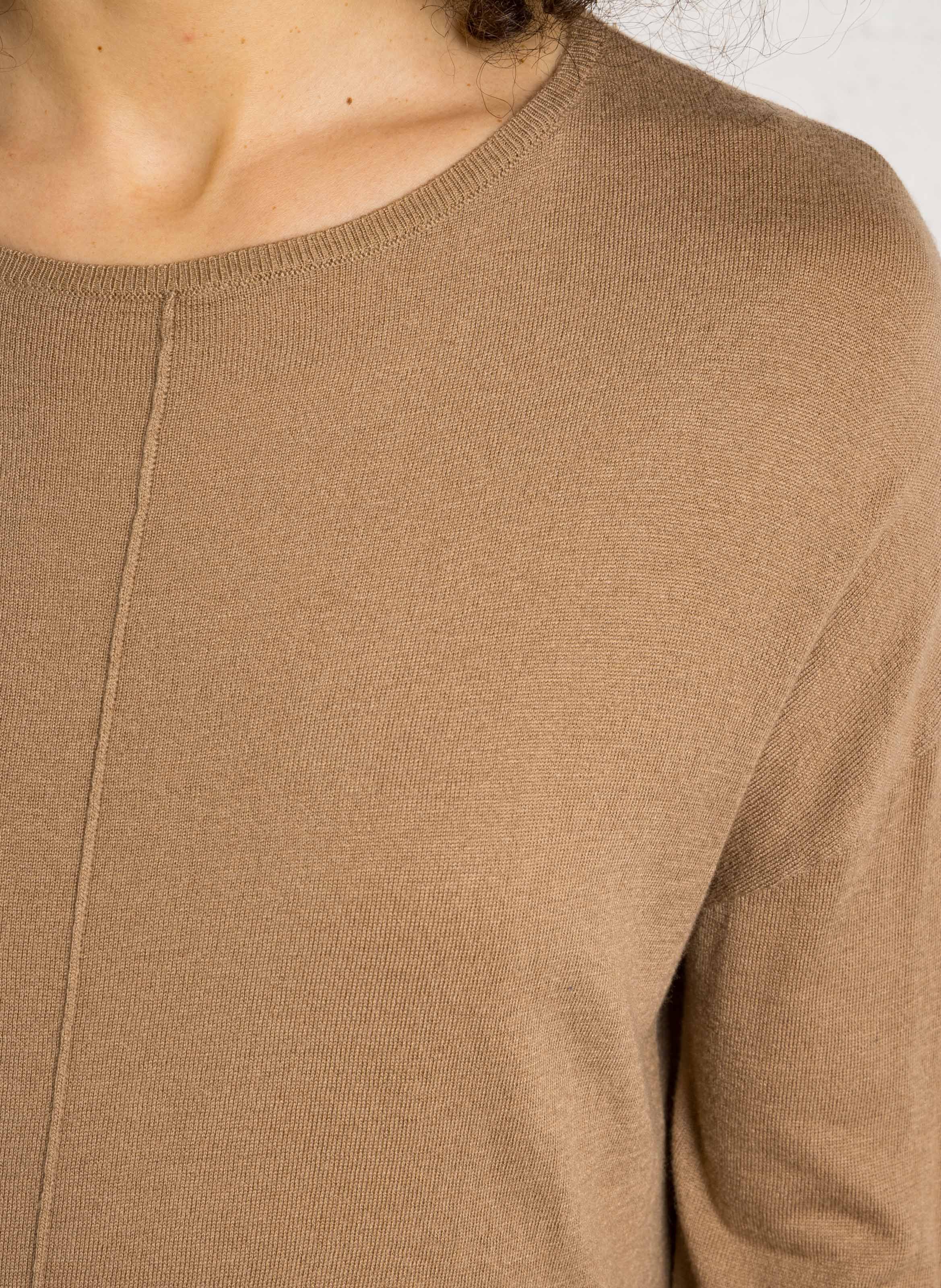 Pull col bateau manches longues uni SUD EXPRESS Marron